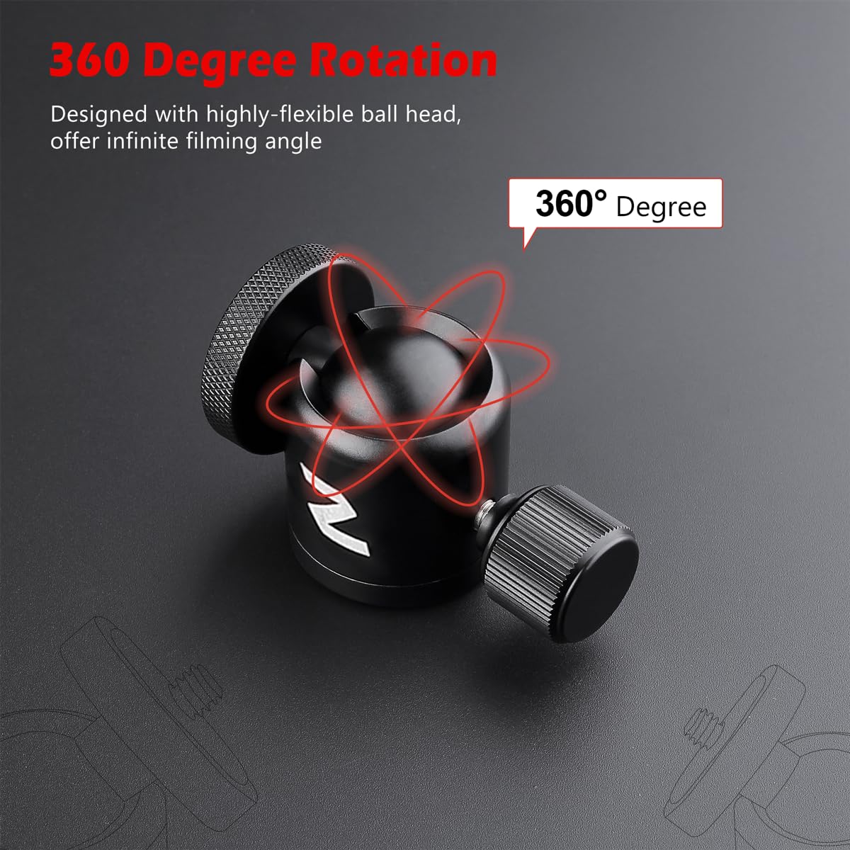 Zeadio Flexible Camera Tripod Kits, With Metal Ball Head Mount, Fits For All Iphone And Android Smartphones Sport Camera