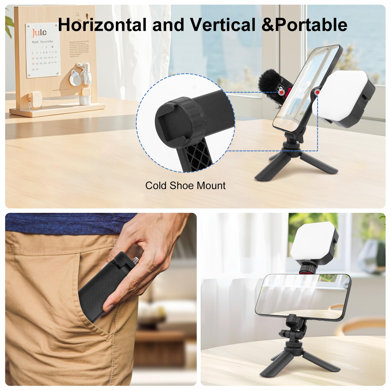 Mechrig Versatile Camera Suction Cup Mount Kits With Mini Tripod& Phone Holder&Tripod Mount Adapter-360°Rotating &1/4" Screw/Dual Cold Shoe Compatible With 13/12/X4/X3 Action Camera/Cellphone,Jc020
