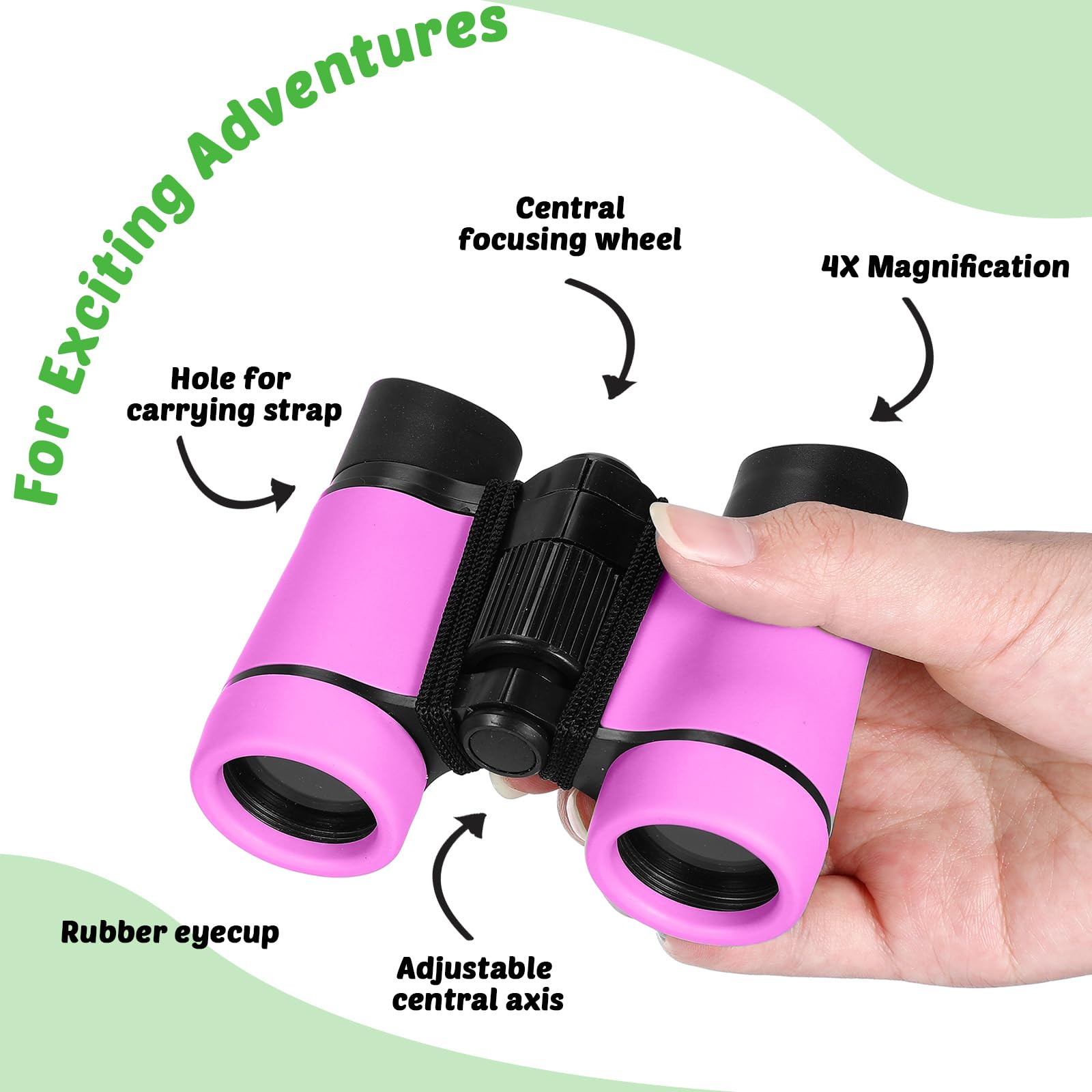 Hiboom 8 Pack Kid Binoculars Set Shockproof Folding Mini Compact Binoculars Compass Magnifying Glass For 3-12 Years Boys Girls Kids Bird Watching Camping Outdoor Play