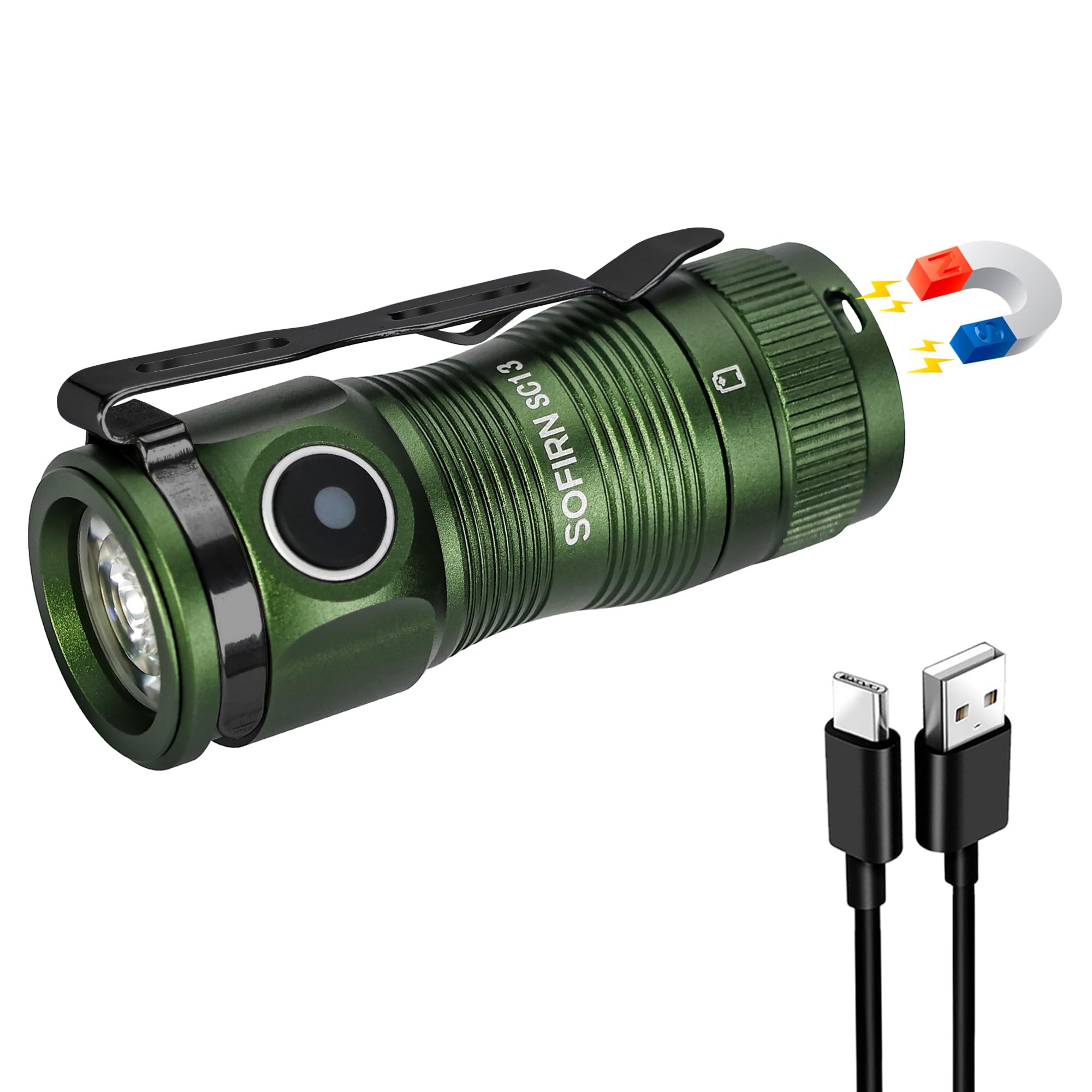 Sofirn Sc13 Hcri Small Led Flashlight Type-C Rechargeable, Bright Pocket Flashlight 1100 Lumens With 519A Led, 90 High Cri Mini Waterproof Light For Everyday Carry Camping Hiking Repairing