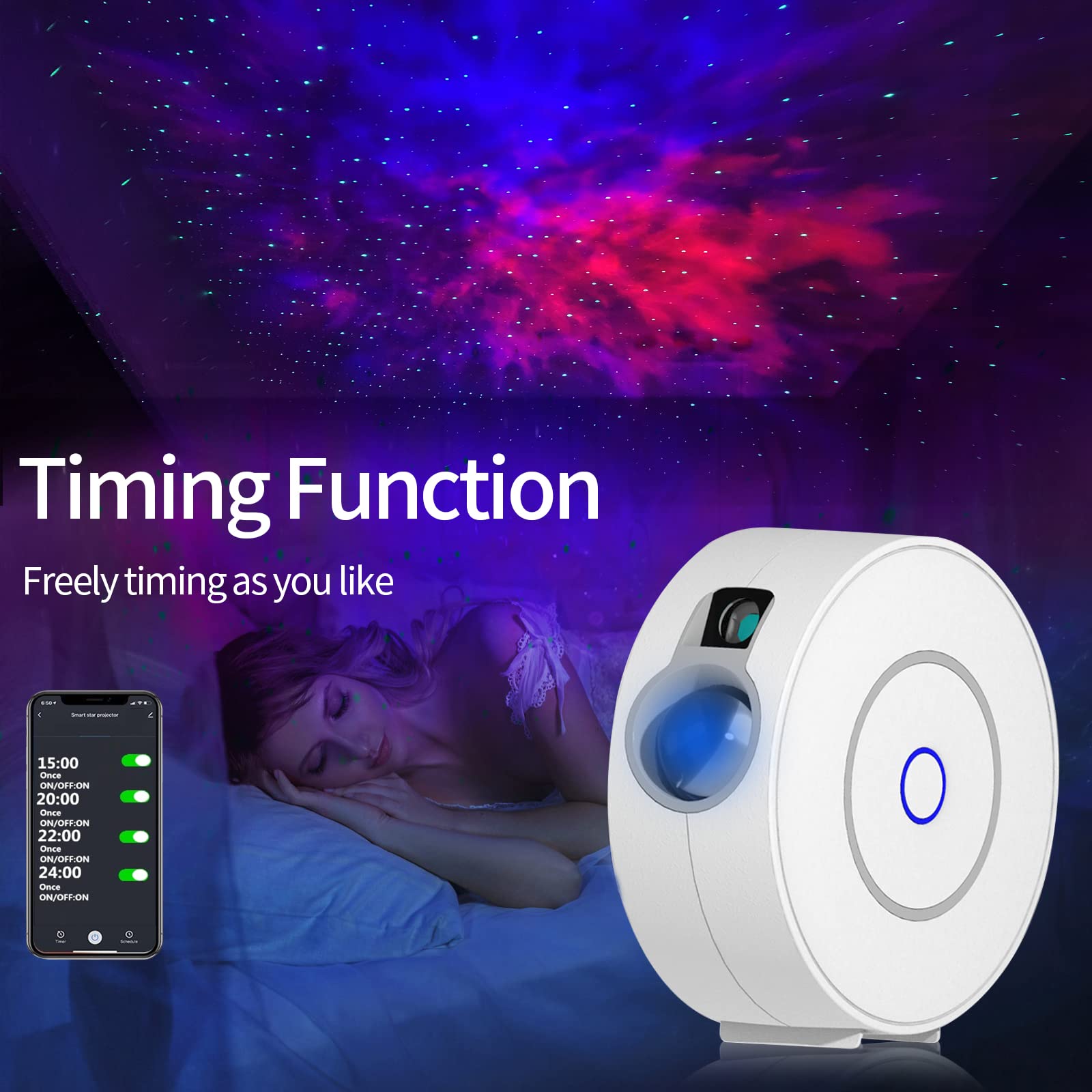 Chigih Smart Galaxy Star Projector,Led Starry Sky Night Light ,Nebula Ceiling Night Light App & Voice Controlled For Gaming Room,Bedroom,Home Theater,Camp Tent