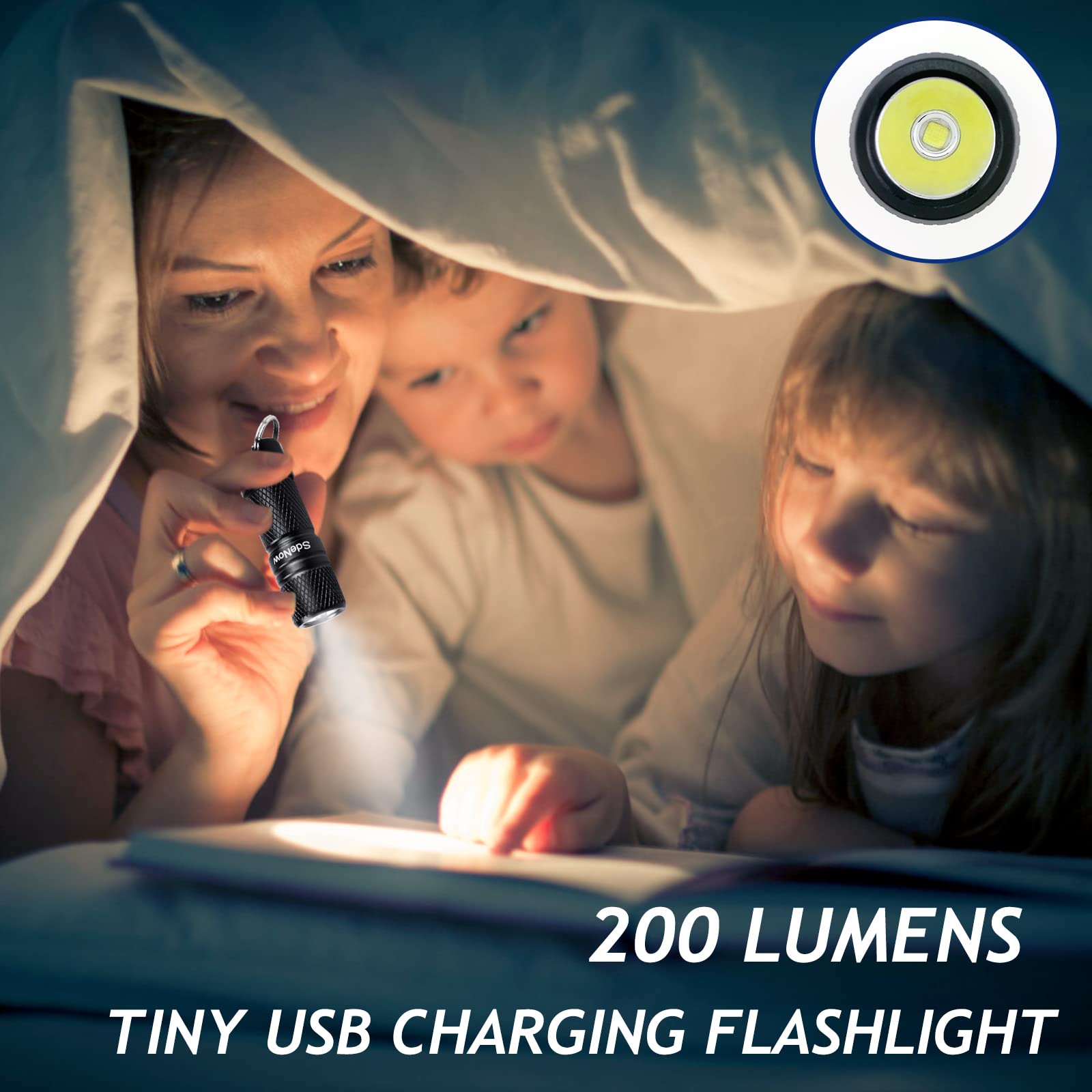 Sdenow  200 Lumen Tiny Rechargeable Led Keychain Light Pocket Edc Torch With Battery And Usb Cable