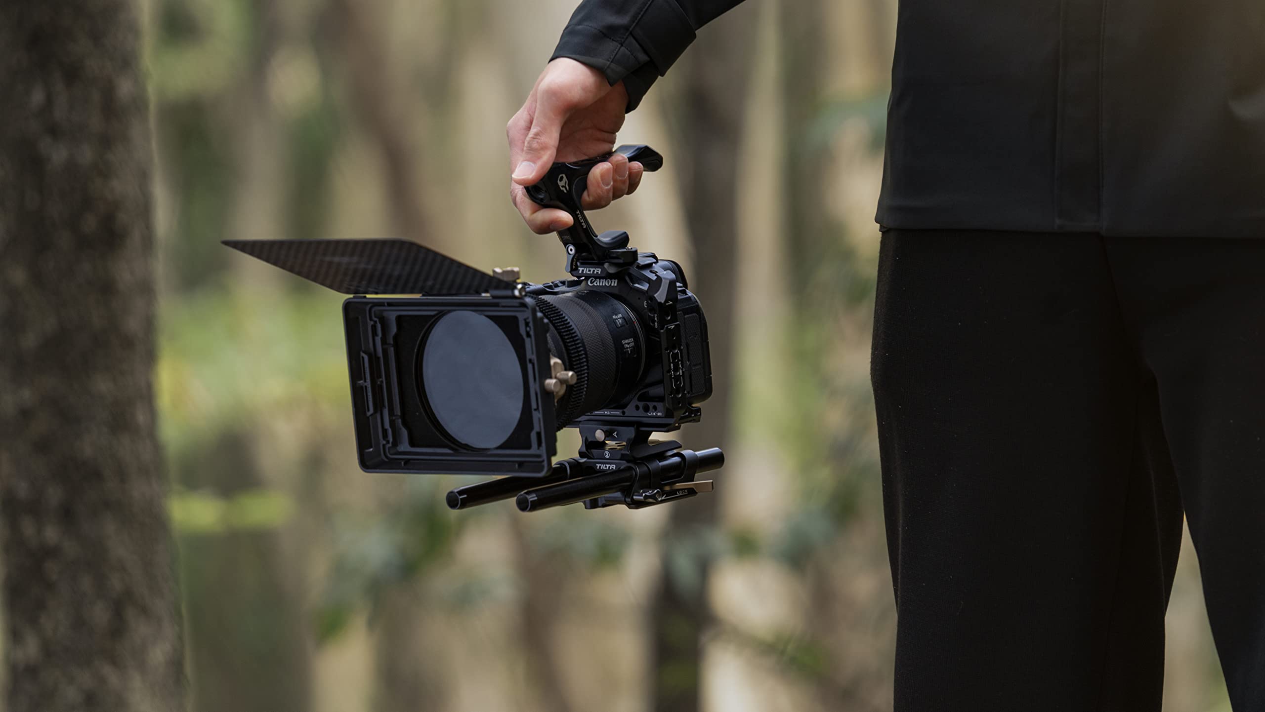 Tilta Half Camera Cage Compatible With Canon R6 Mark Ii, With Mount Accessories Via Nato Rail, Cold Shoe And 1/4"-20 Threads With Locating Pins  Ta-T45-Hcc-Tg (Titanium Gray)