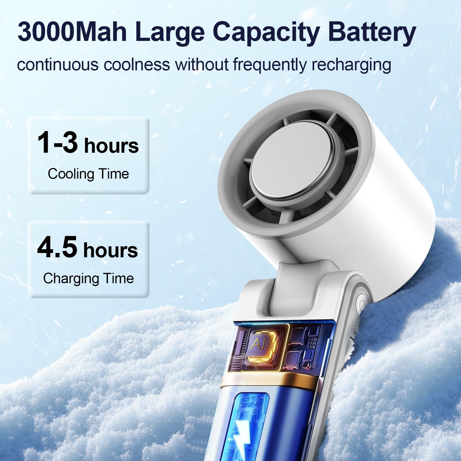 Portable Handheld Turbo Fan, Dual-Model 100 Gear Wind Foldable Personal Hand Fan Support Cold Air