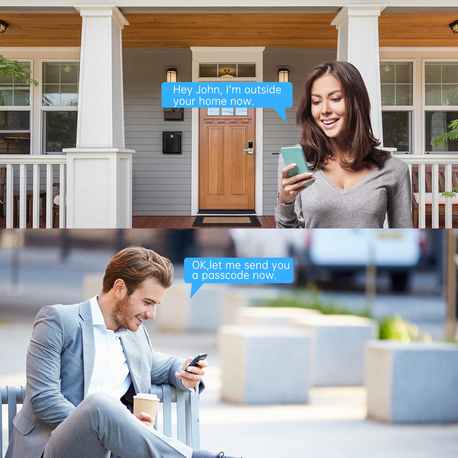 Smonet Smart Lock,Smart Locks For Front Door,Fingerprint Smart Deadbolt 8-In-1 Keyless Entry Digital Passcode Key Fob Bluetooth Electronic Keypad Deadbolt Easy To Install