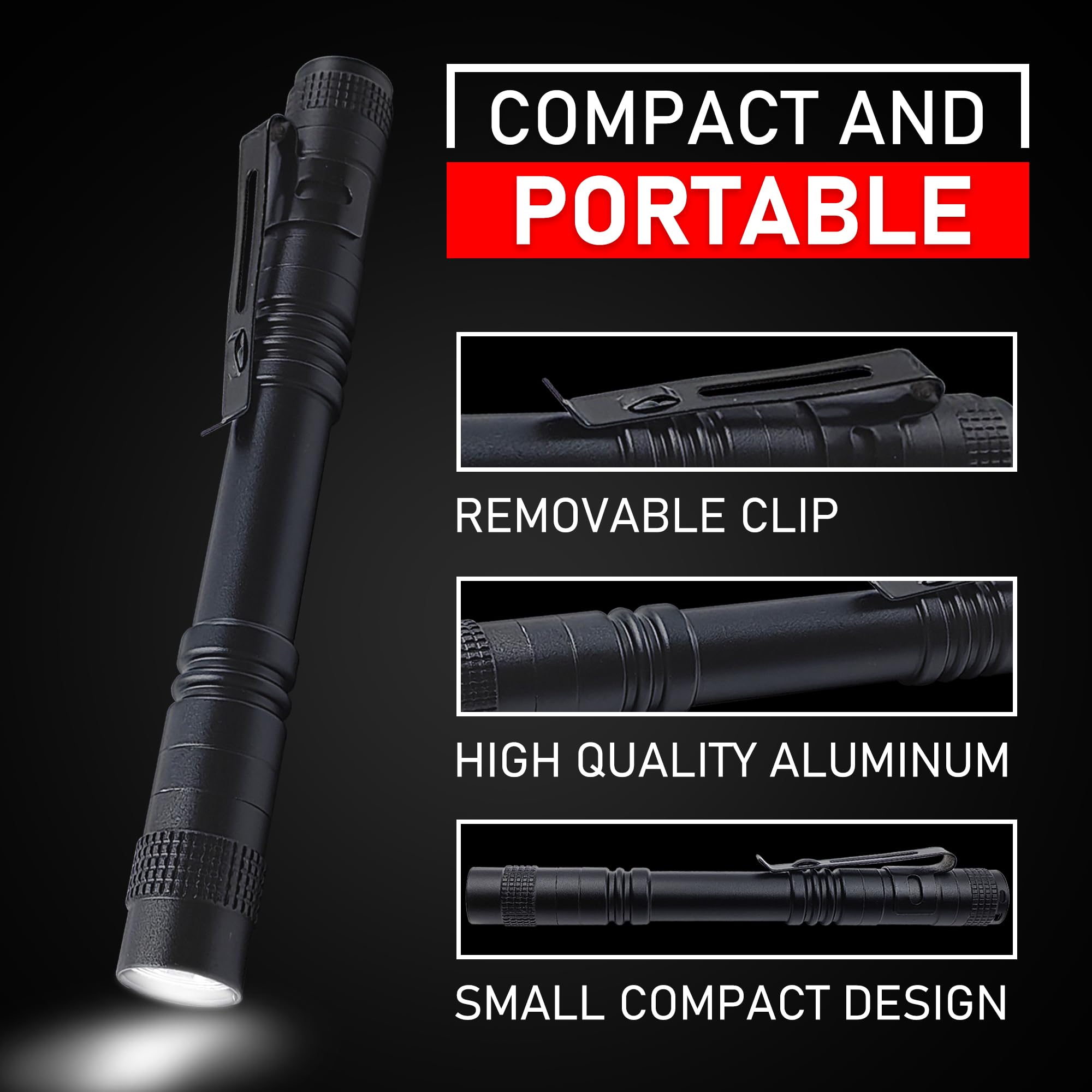 Naiveisland Mini Led Flashlight With Clip – Compact Pocket Penlight For Camping, Outdoors, Emergency,4-Pack