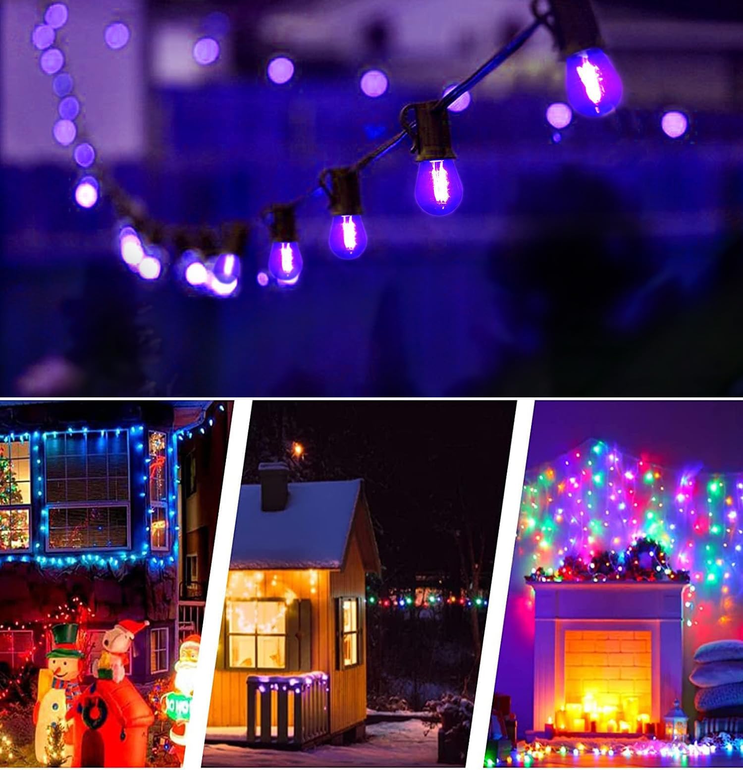 Minsily Sxminer 15 Pcs Led Purple S14 Bulbs Christmas Replacement Bulb 1W Led String Light Bulb E26 Base Edison Bulbs Plastic Shatterproof Decorative Bulbs For Outdoor String Lights Home Patio Decor(Purple)