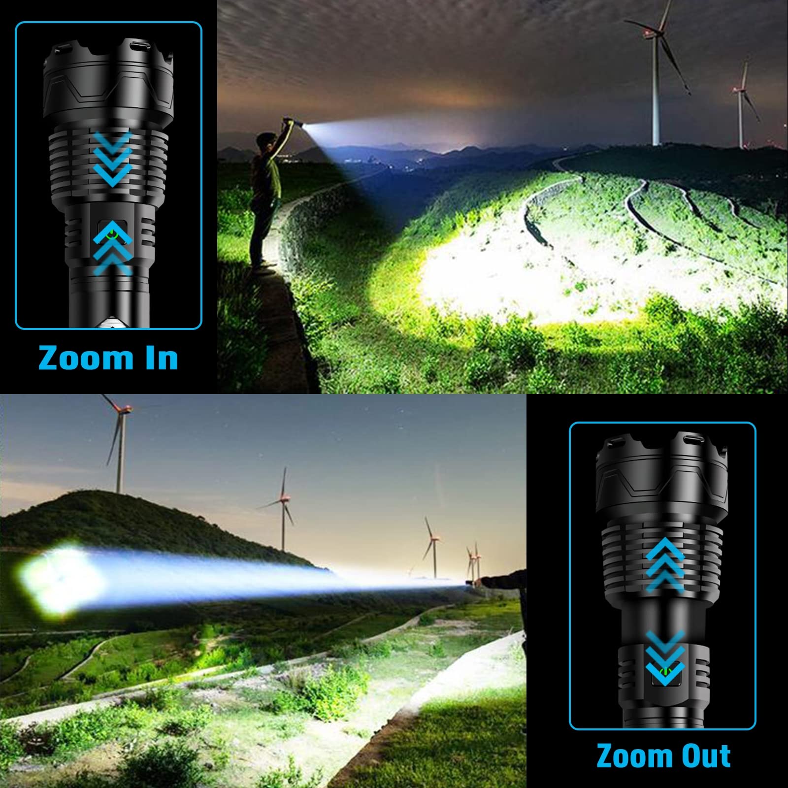 Sinvimes Rechargeable Flashlights High Lumens, 990000Lm Xhp160.8 Powerful Tactical Flashlight With Zoomable & 6 Modes & Ipx7 Waterproof, Super Bright Flashlight For Camping, Hiking, Emergencies