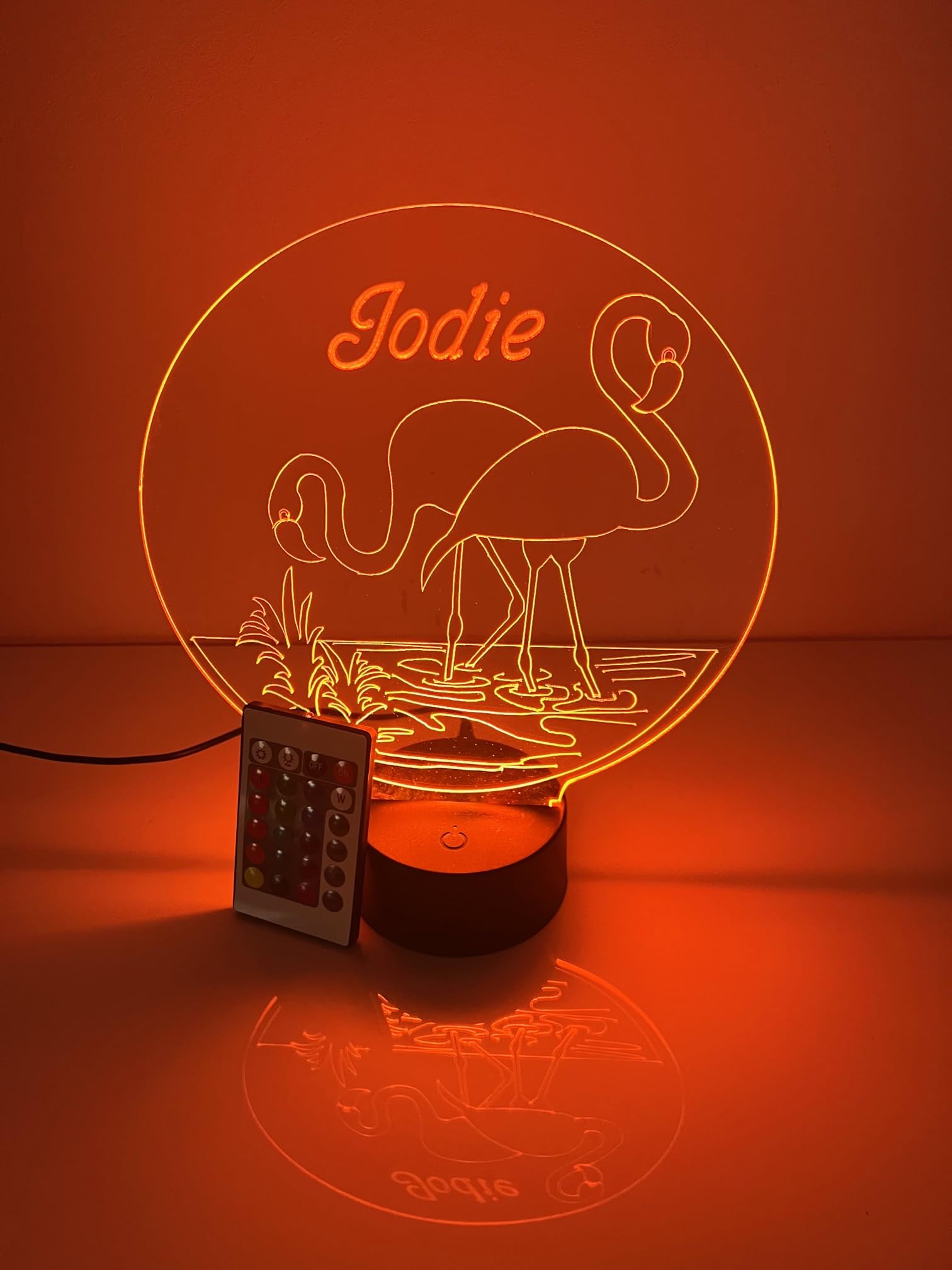 Mirror Mania Flamingo Light Up Desk Lamp Led Personalized Name Night Light Engraved Nautical Breeze Marine Table Lamp, Custom Design Feature With Remote, 16 Color Options, Dimmer, Engraved, Great