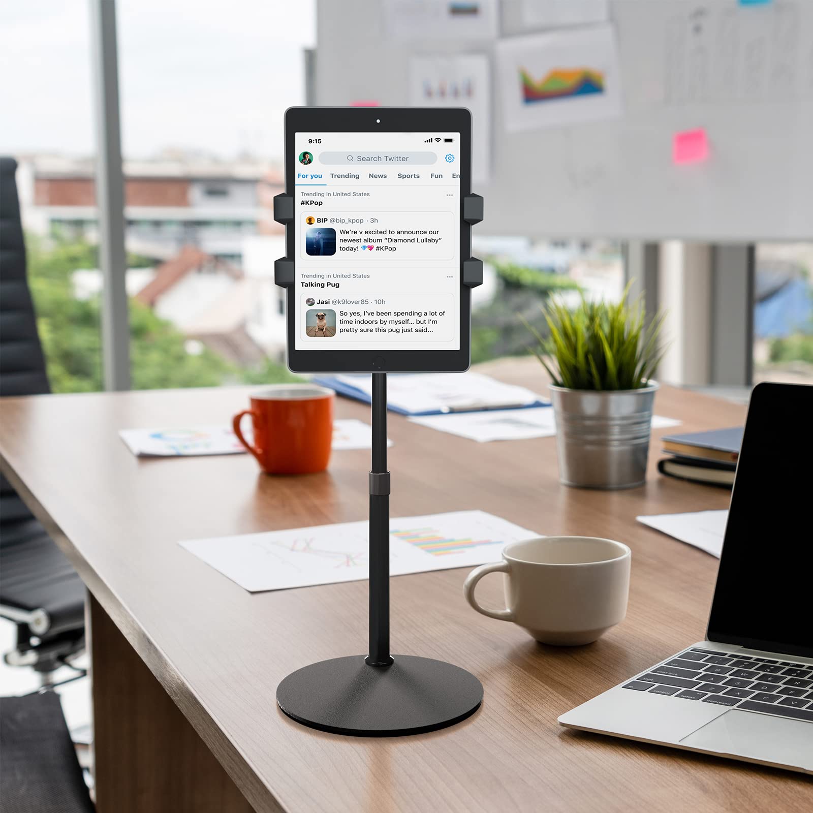 T-Sign Ipad Tripod Stand, Mount Foldable Floor Tripod For Ipad, Height Adjustable 360 Degrees Rotating 7 To 12 Inch Tablets Perfect For Facetime, Video, Zoom, Phone Holder, Bluetooth Remote Control