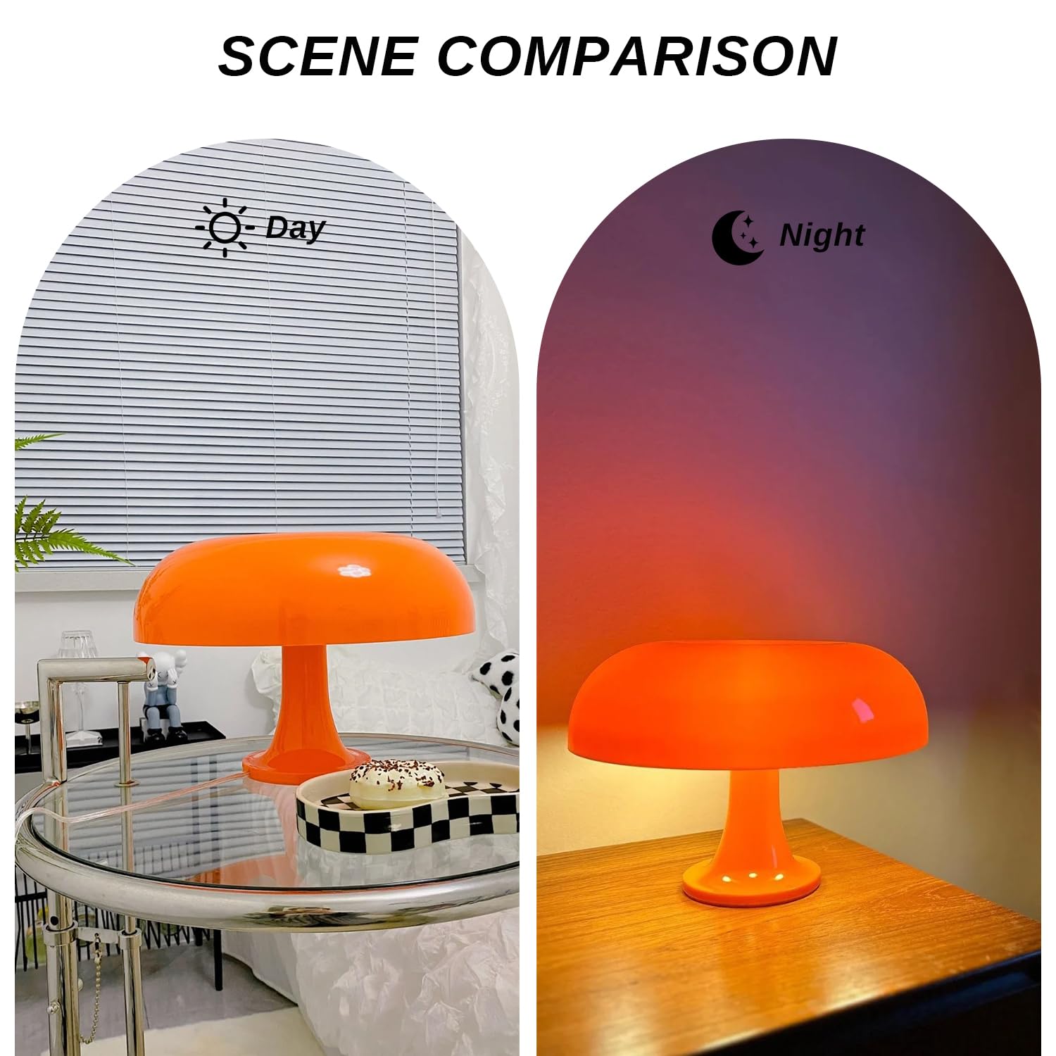Fjkyczo Orange Mushroom Lamp，Mushroom Table Lamp，Retro Lamp，Orange Table Lamp，Suitable For Living Room, Office, Room, Bedroom
