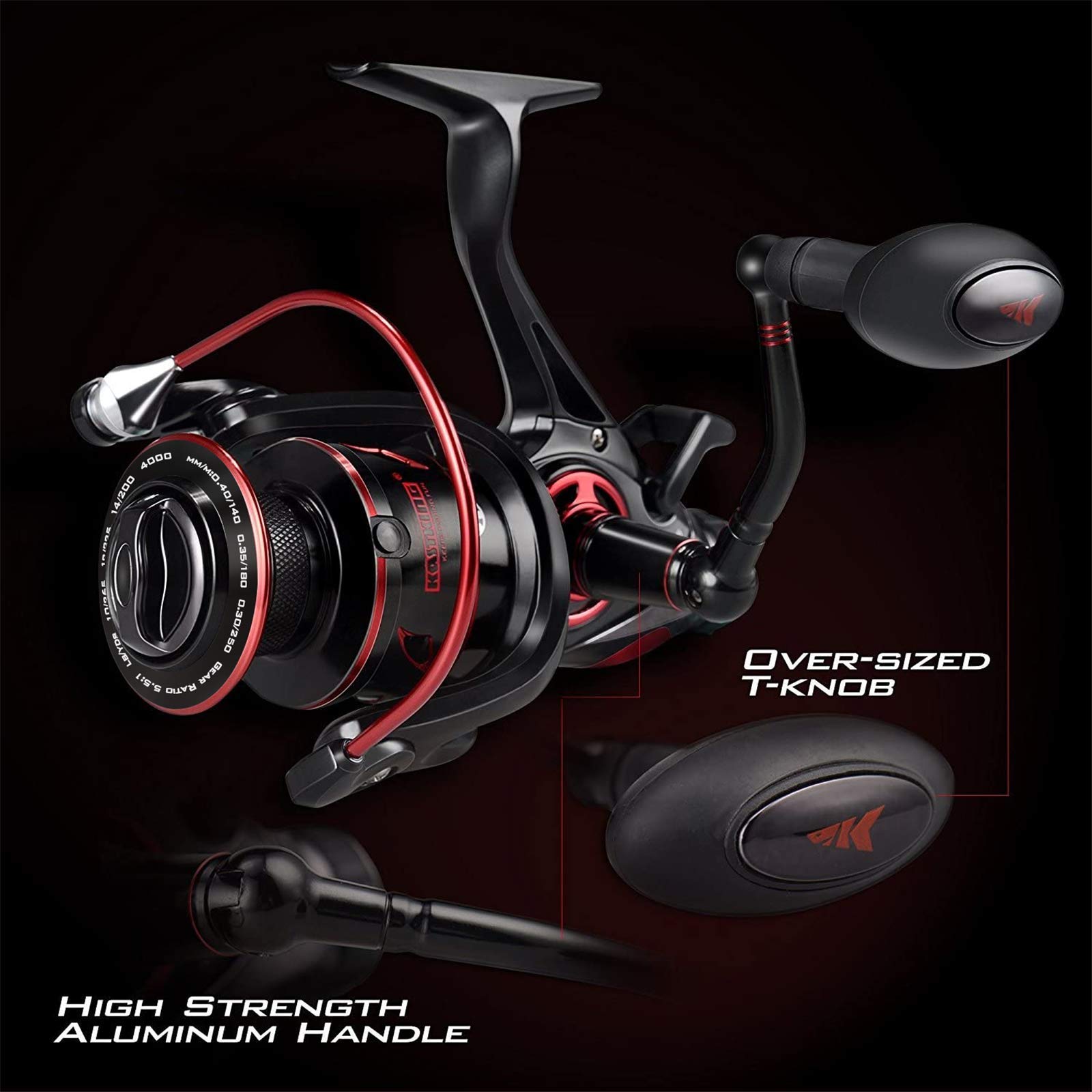Kastking Sharky Baitfeeder Iii Spinning Fishing Reel,Size 4000, Kong Fishing Rod, Spinning Rod 2 Pc 8' M