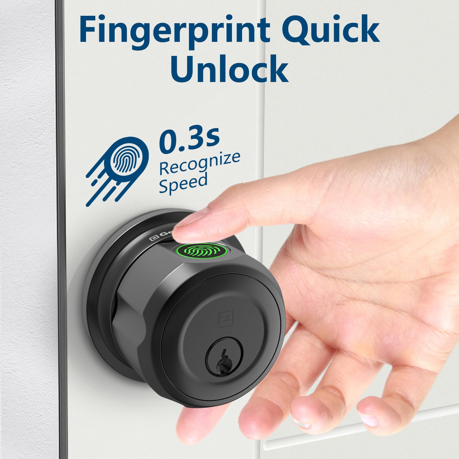 Geektale Fingerprint Deadbolt, Fingerprint Door Knob, Smart Deadbolt Lock, Smart Door Lock, Twist To Lock&Unlock, Keyless Entry Door Lock With App, For Front Door, Garage, Easy Installation