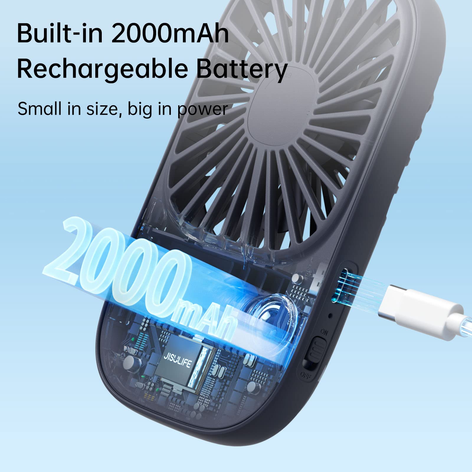 Jisulife Handheld Mini Lash Fan With Bracket, Small Portable Usb Rechargeable Personal Makeup