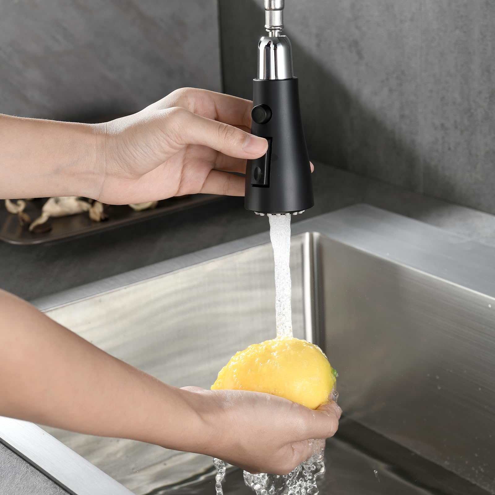 Aonebath Kitchen Faucets, Replacement For Moen Matte Black One-Handle Pulldown Kitchen Sink Faucet Featuring Power Boost For A Faster Clean, Black Kitchen Faucet With Pull Down Sprayer, 7594Bl