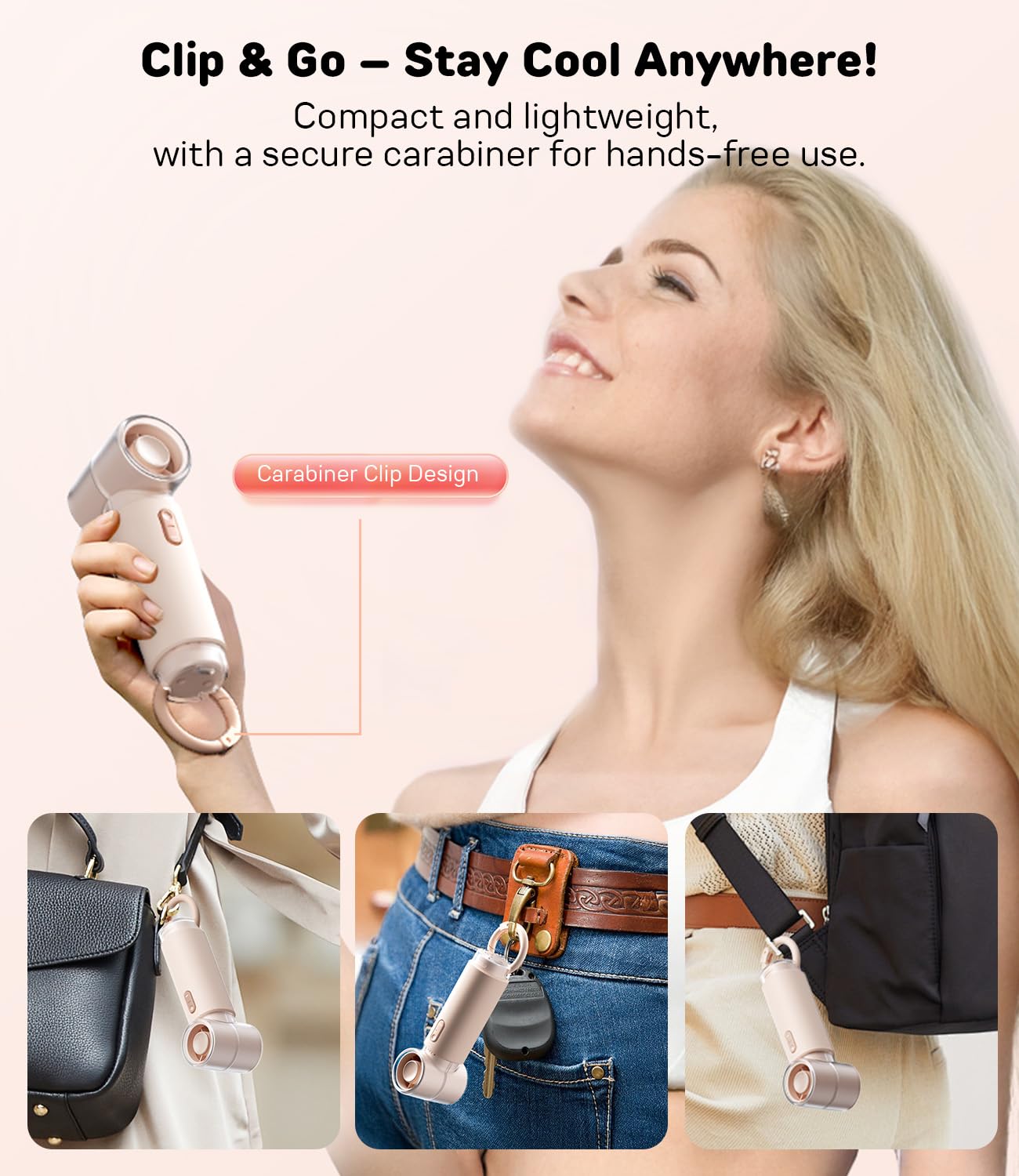 Wsken small handheld turbo motor fan perfect for pockets travel bags and office use