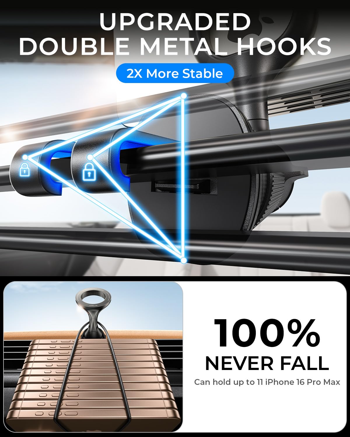 Mrglas For Magsafe Car Mount [   40 Strong Magnets] [360° Rotation] Air Vent Magnetic Phone Holder [Double Metal Hook] Car Phone Holder Mount Compatible Iphone 16 15 14 Pro Max Plus S25 24