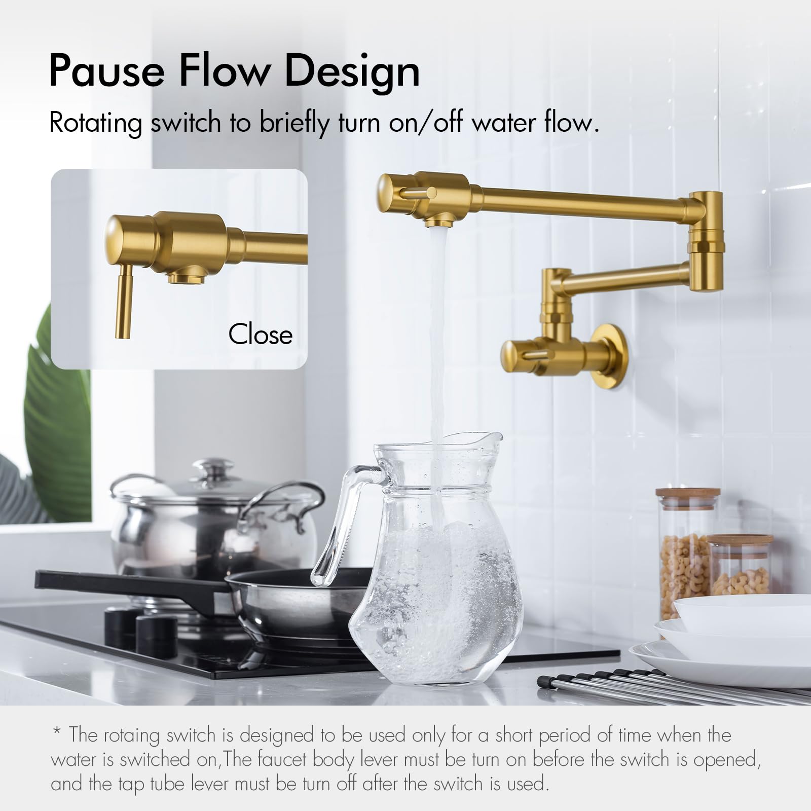 Bagnolux Gold Pot Filler Faucet, Traditional Double Handle Single Hole Coffee Machine Wall Mount With Spout Reach Double-Jointed Swivel Copper Stove Kitchen Faucet 23.4 Inch, Brushed Old Gold
