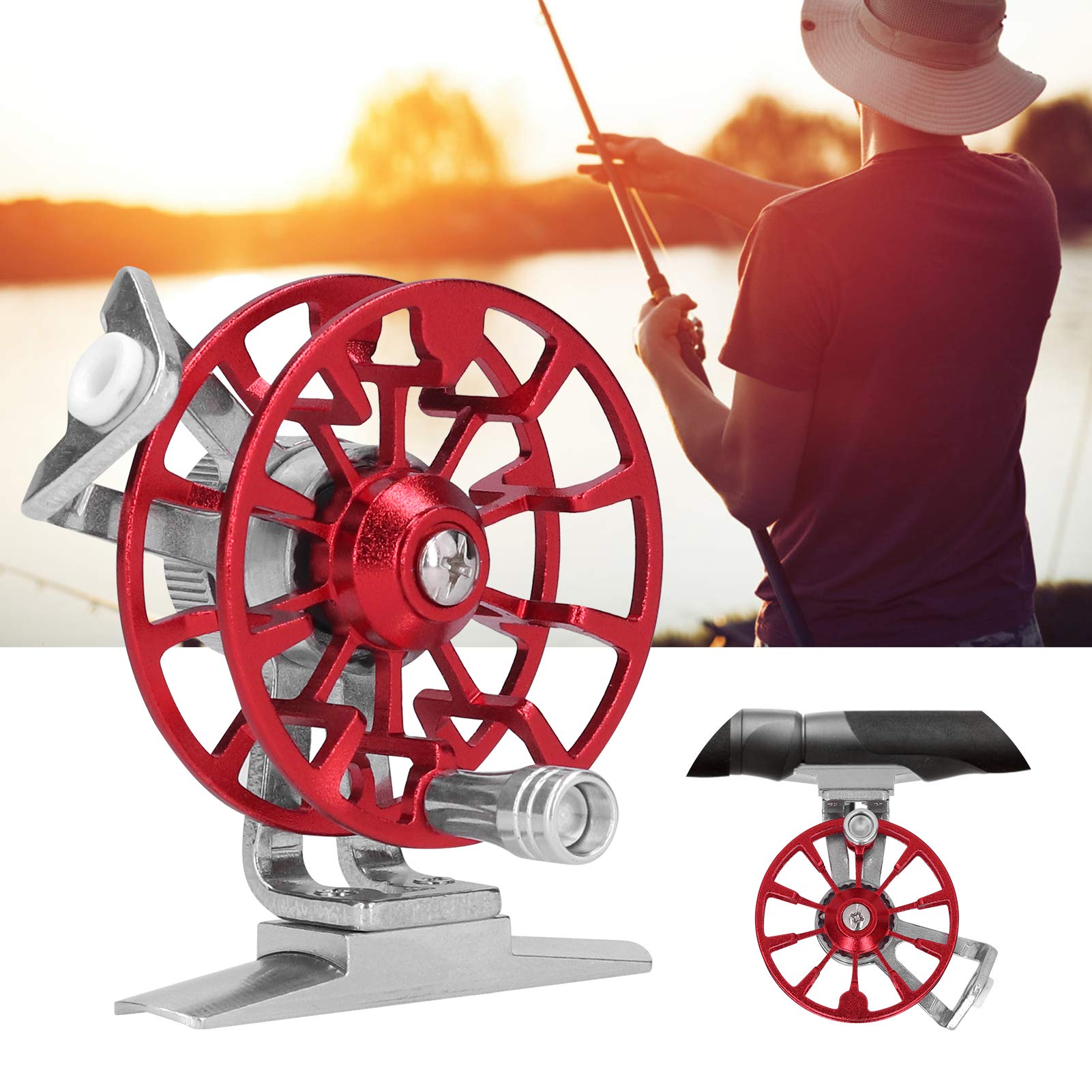 Crisis Fd50 Ice Fishing Wheel, Right-Handed Spinning Reel, 2.1In, Red