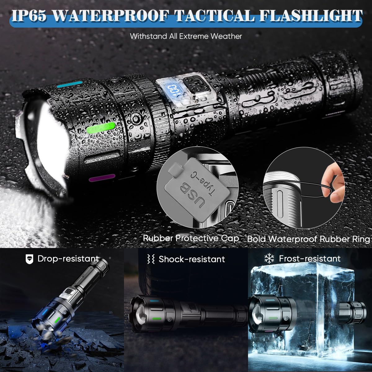 Nakcnm Led Flashlights High Lumens,1000000 Lumen 5 Modes Rechargeable Flashlight Super Bright Powerful Flashlights Waterproof Powered Flash Light For Camping Hiking Emergency