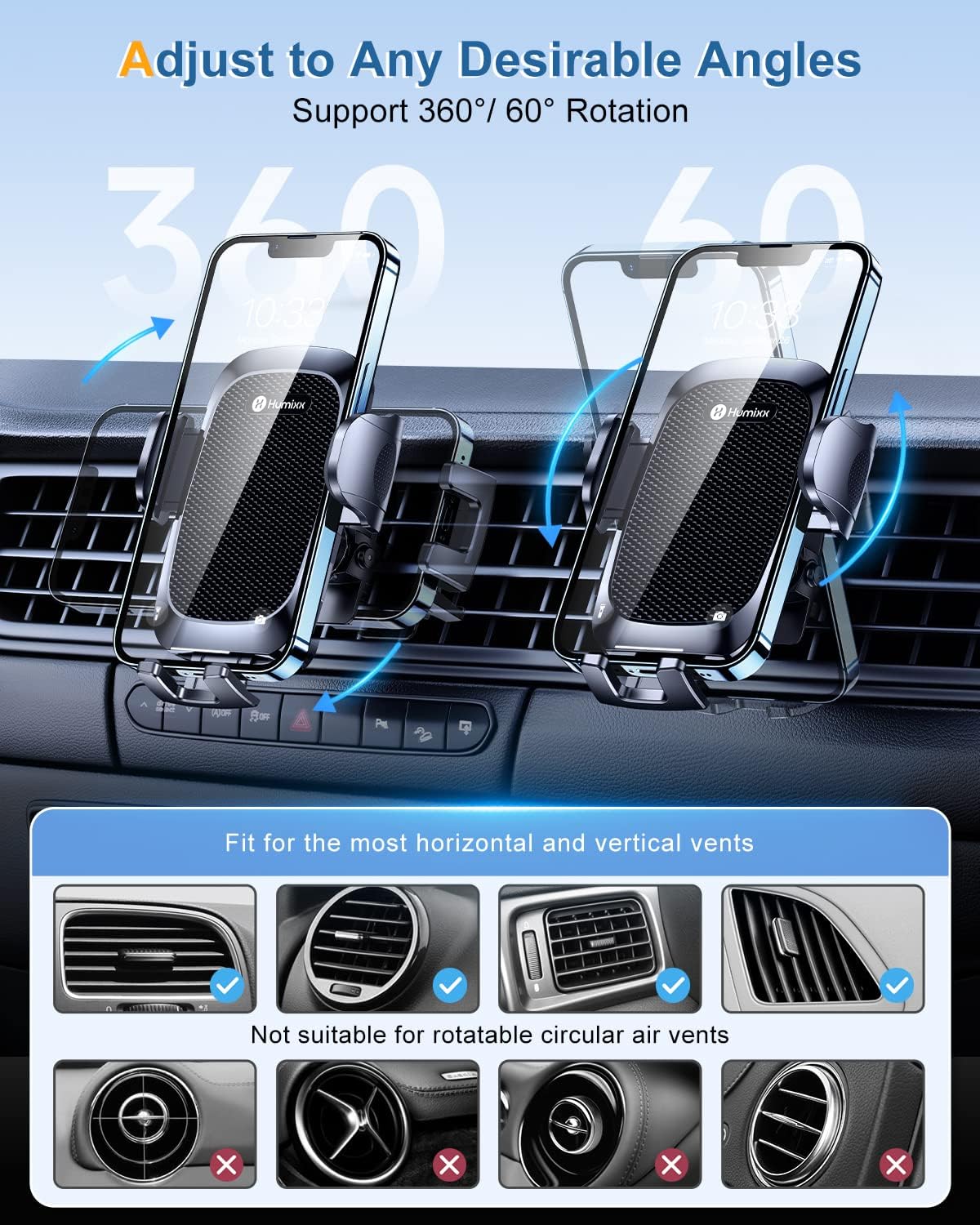 Aredan Phone Mount For Car [Military-Grade Super Suction] Universal Hands- Phone Holder For Dashboard Windshield Air Vent For Iphone 16 Pro Max Plus Samsung All Phones & Cars