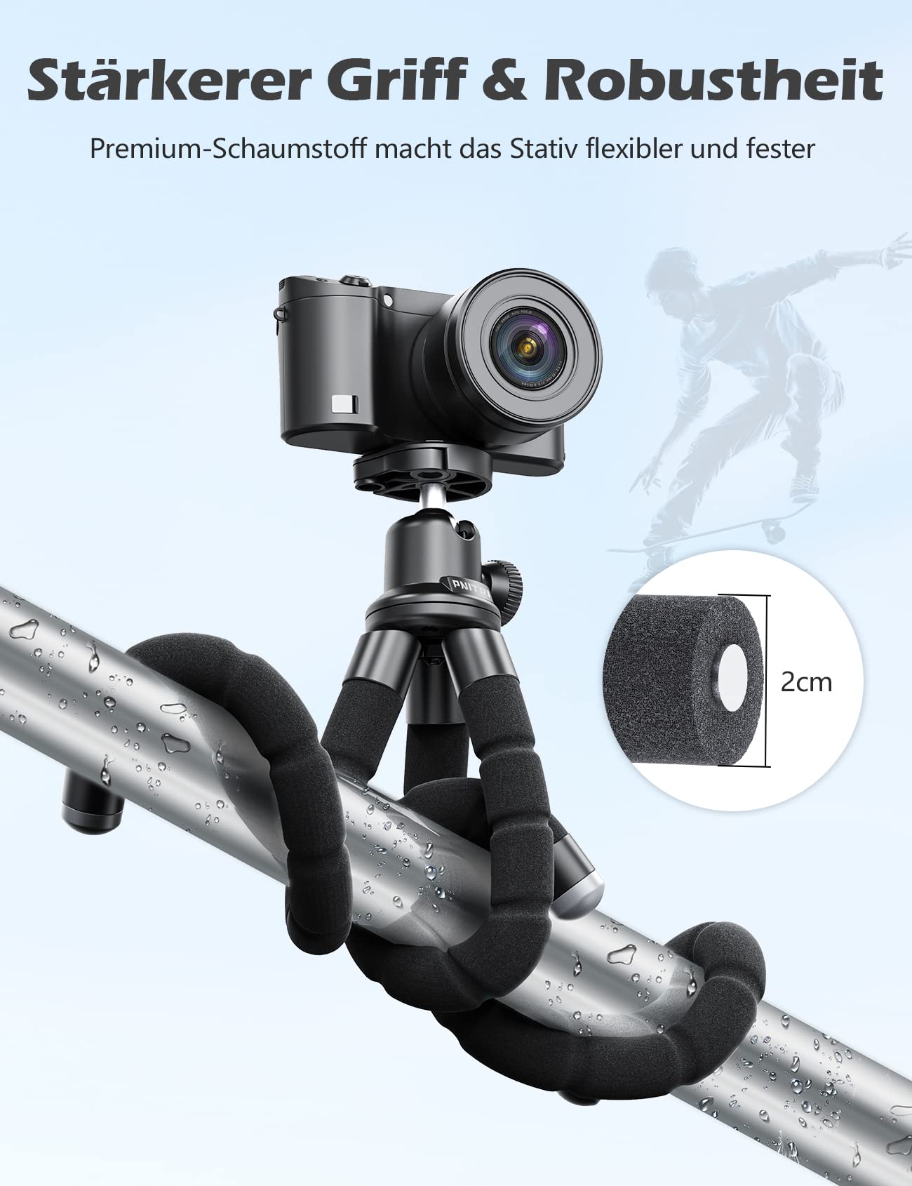Pnitri Phone Tripod, Flexible & Portable Camera Tripod Stand With Universal Clip, 360° Rotating Tabletop Travel Tripod Holder Compatible With Smartphones Gopro And Small Camera