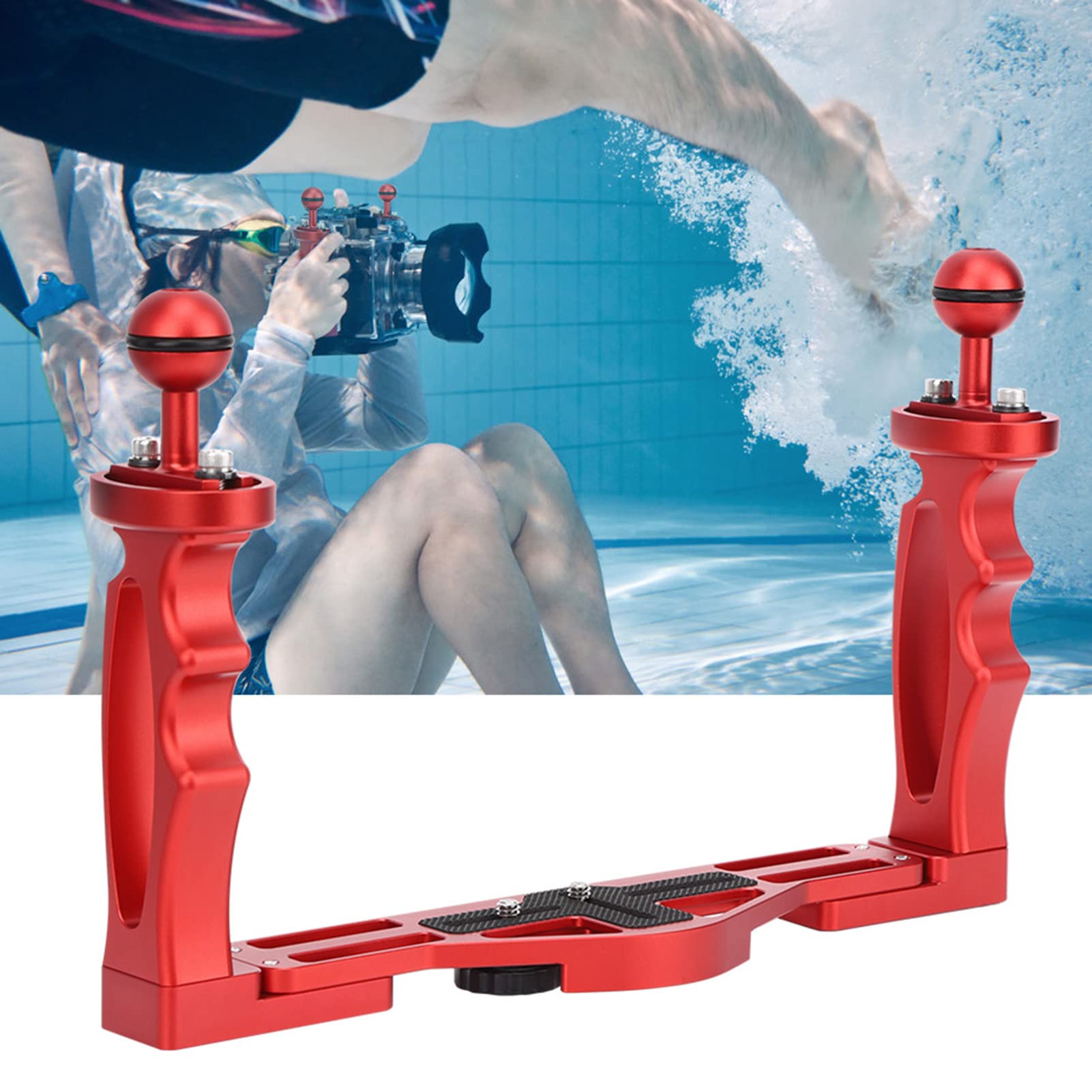 Vomeko Underwater Camera Handle Tray Bracket,Dual Handheld Hand Grip Video Stabilizer,Underwater Sports Camera Holder Stabilizer,Handheld Hand Grip Diving Flashlight Bracket