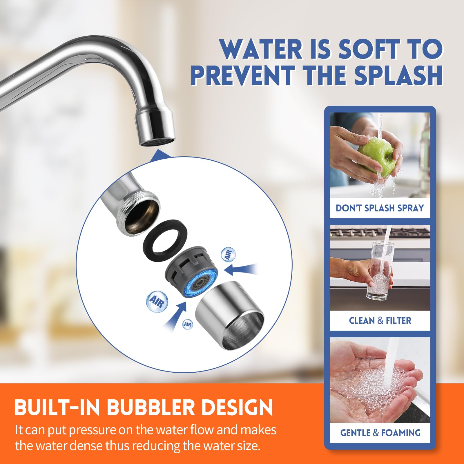 Aplwy 25" Height Commercial Faucet Wall Mount With Sprayer 8" Adjustable Center 12" Swing Spout, Wall Mount Kitchen Sink Faucet With Pull Down Pre-Rinse Sprayer For 1/2 Compartment Sink