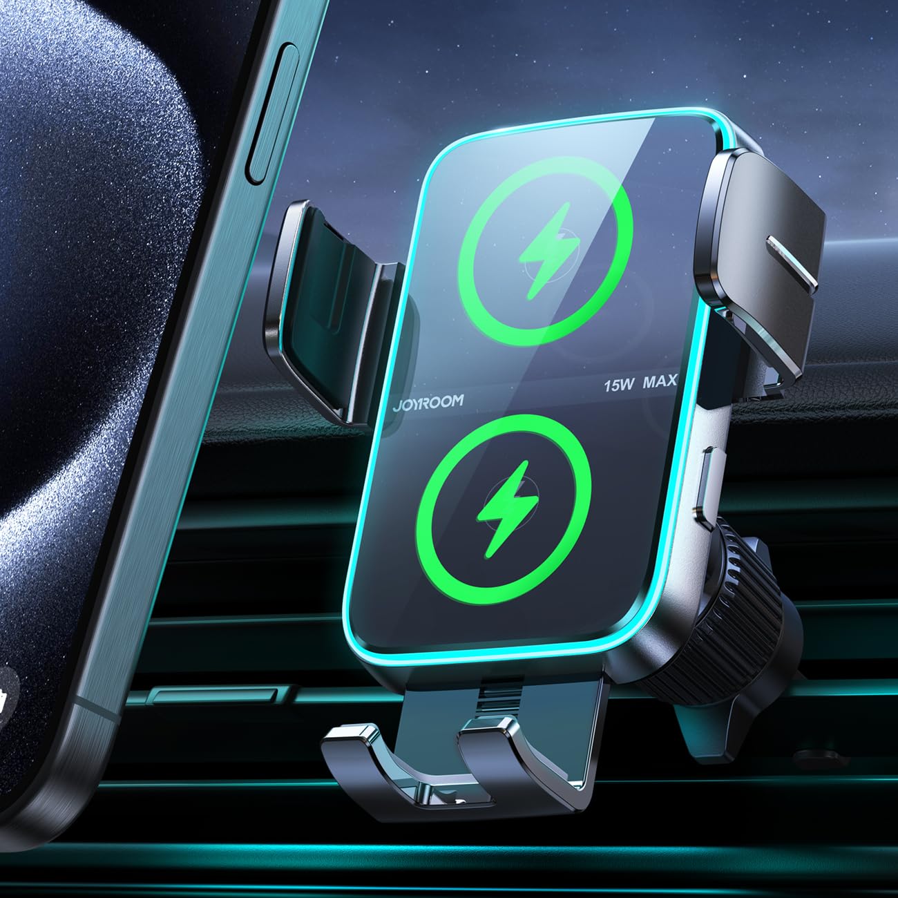 Joyroom Wireless Car Charger Mount【Dual Coil】 Car Phone Holder Charger With Auto Smart Clamping Alignment For Iphone 16 Pro Max 15 14 13 12 11 Pro Max, Samsung Flip, Galaxy S24/S24/S22/21Ultra