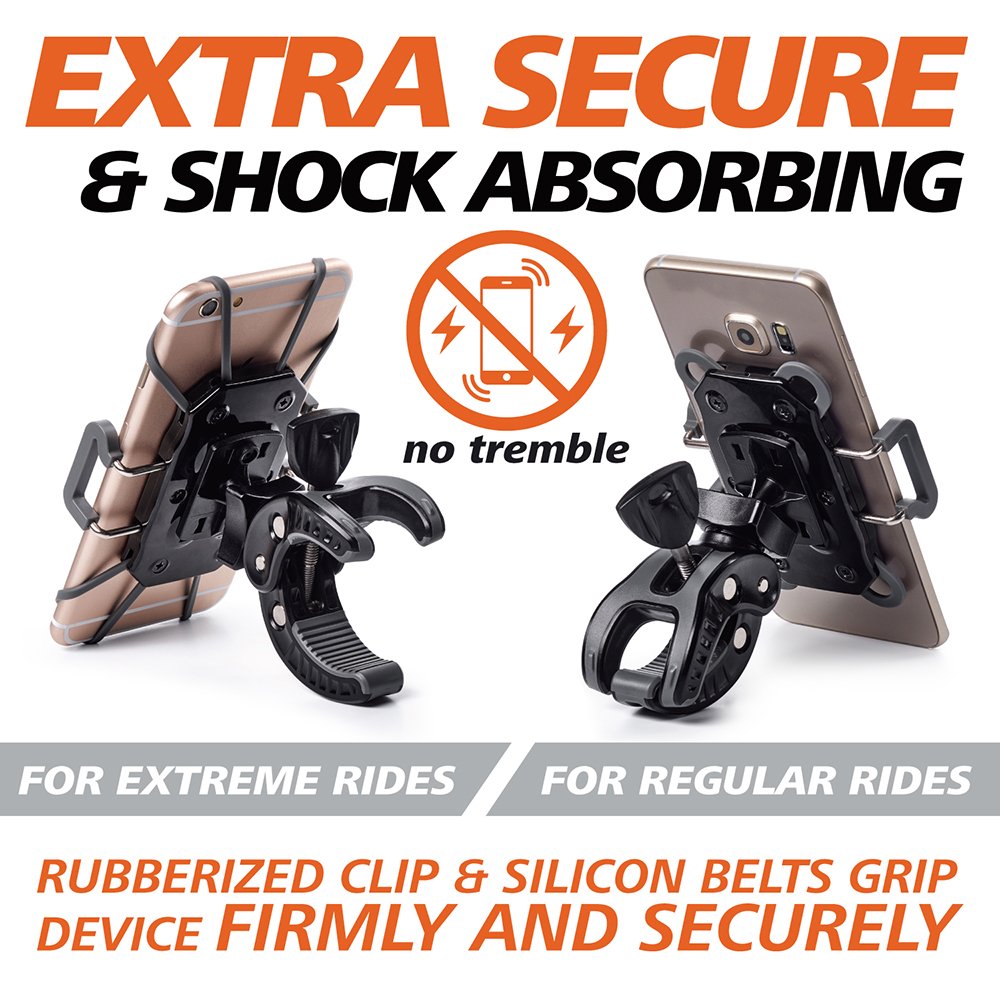 Caw.Car Accessories Bike & Motorcycle Phone Mount - For Iphone 14 (13, Xr, Se, Max/Plus), Galaxy S22 Or Any Cell Phone - Universal Atv, Mountain & Road Bicycle Handlebar Holder. +100 To Safeness & Comfort
