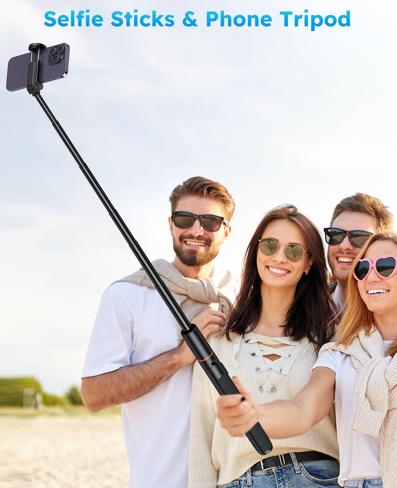 Vrig Direct Vrig 63" Phone Tripod&Selfie Stick For Iphone,Integrated Selfie Stick With Bluetooth Shutter,Cell Phone Tripod Stand For Video Recording Compatible With Iphone 16/15/14/13/All
