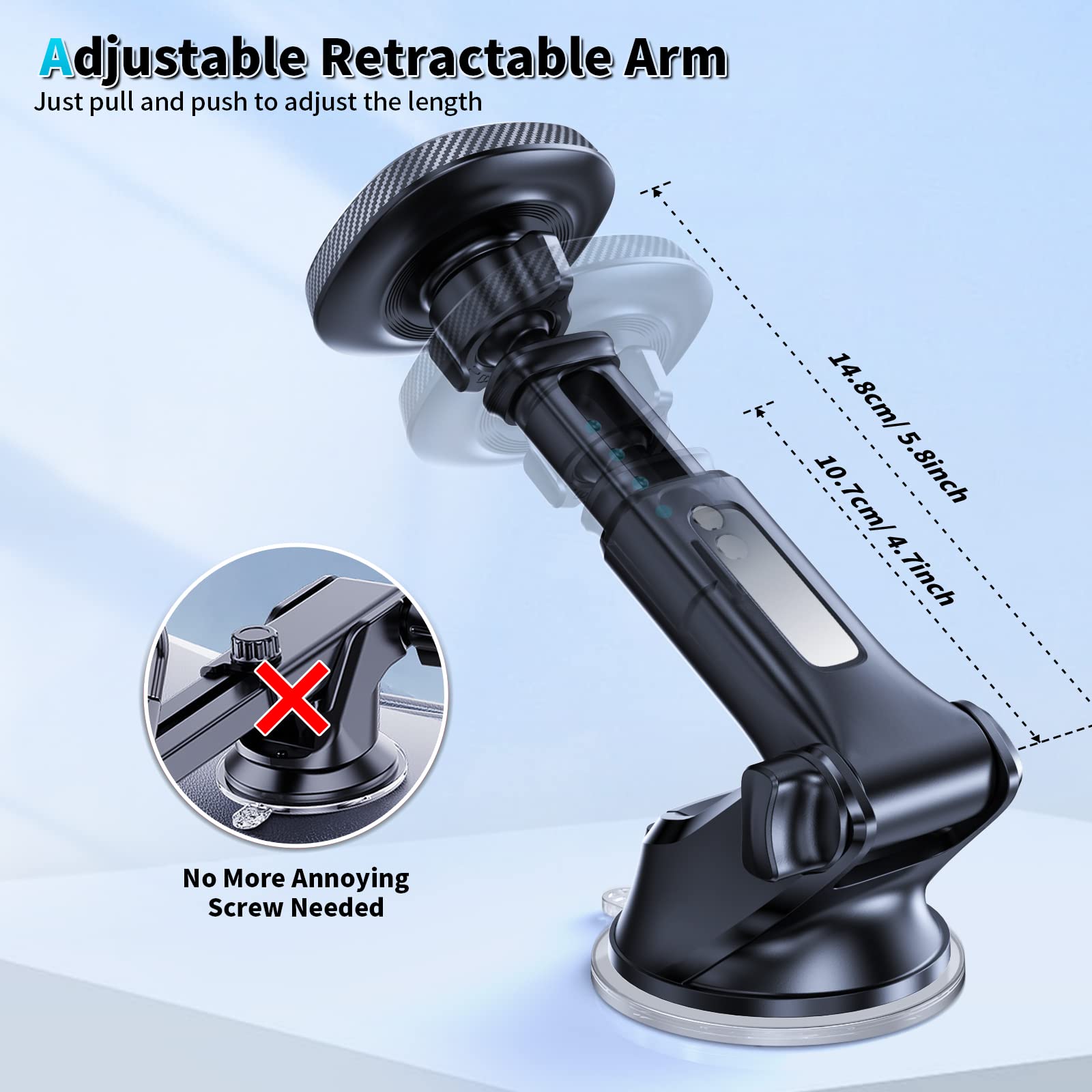 Apps2Car For Magsafe Car Mount, Magnetic Phone Holder For Car Dashboard Windshield Iphone Mount Holder Compatible With Iphone 16 15 14 13 12 Pro Plus Max, 17 Strong Magnets, Charging Not Supported