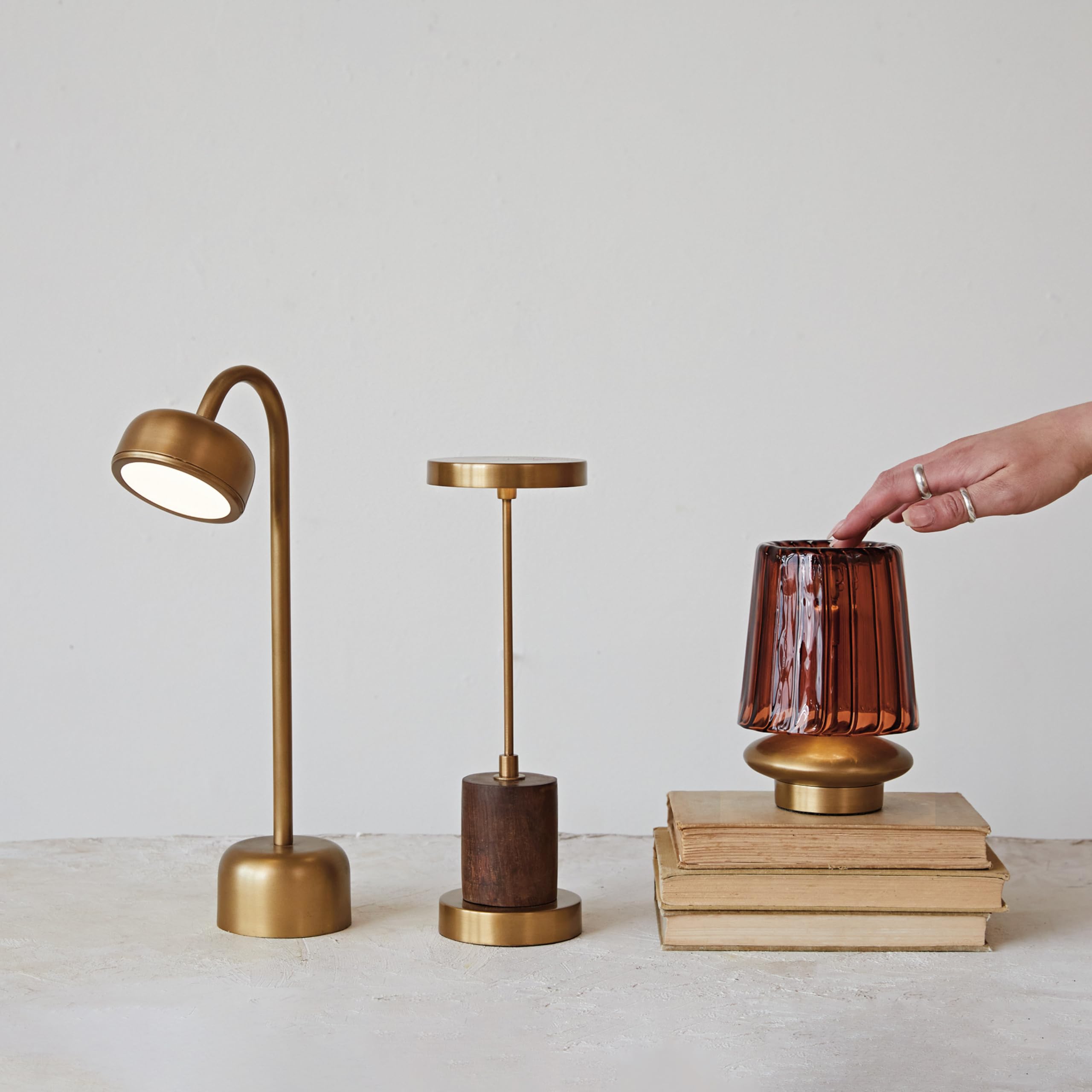 Creative Co-Op Metal Led Table Lamp With Touch Sensor And Adjustable Head In Antique Brass Finish, Gold