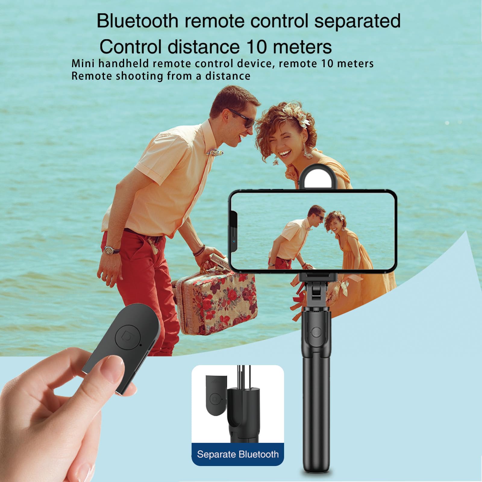 Boeica Phone Tripod & Selfie Stick, Extendable Cell Phone Tripod Stand With Wireless Remote, Mini Tripod Compatible With Iphone Android For Travel Group Selfie/Live Streaming/Video Recording (S05-S)