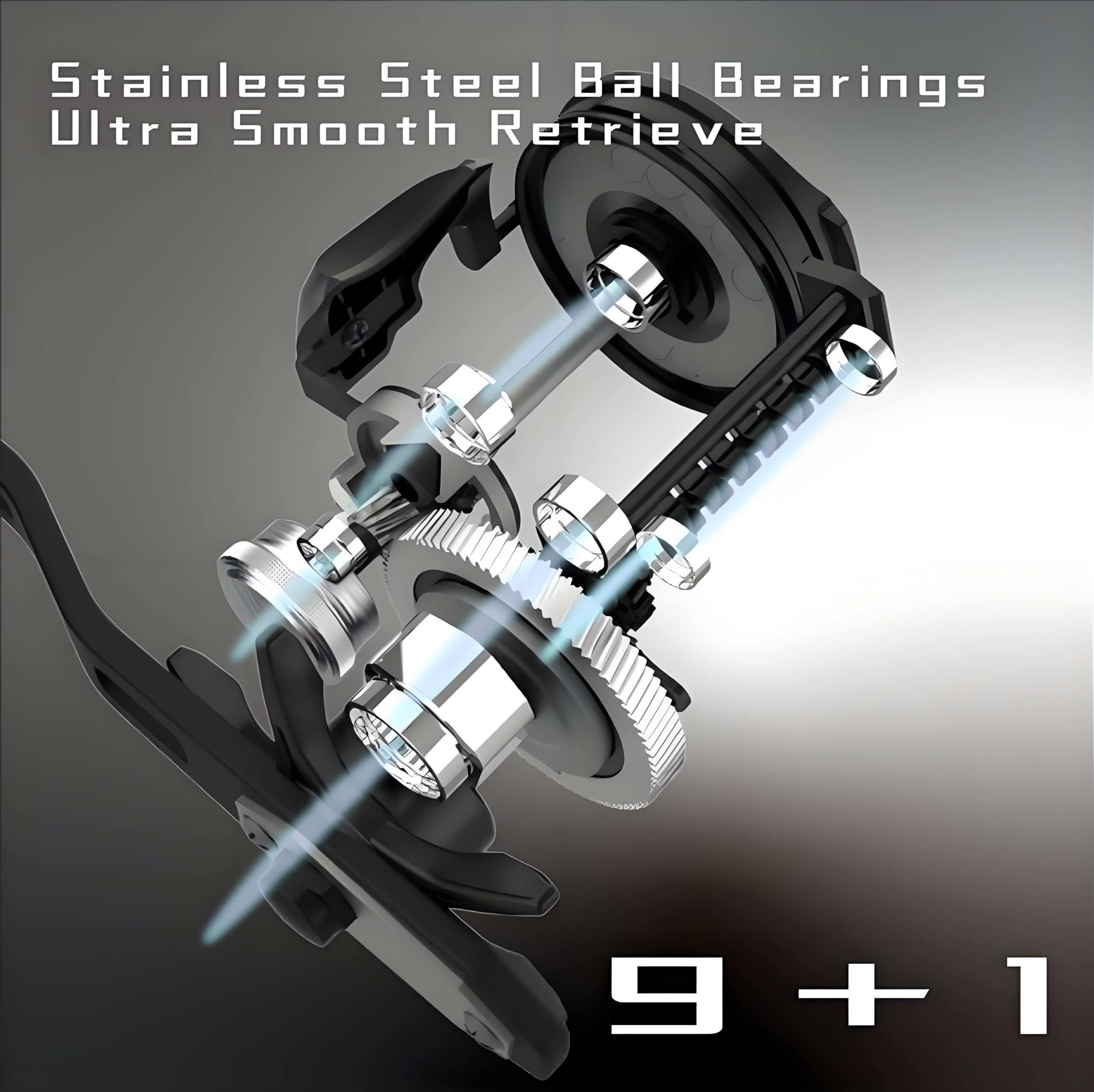Fishdrops Baitcaster Reel 9+1 Ball Bearings Anti-Corrosion Baitcasting Fishing Reel Magnetic Brake System Bait Caster Reel High Speed Gear Ratio 6.3:1 Ultra Smooth Fishing Reel