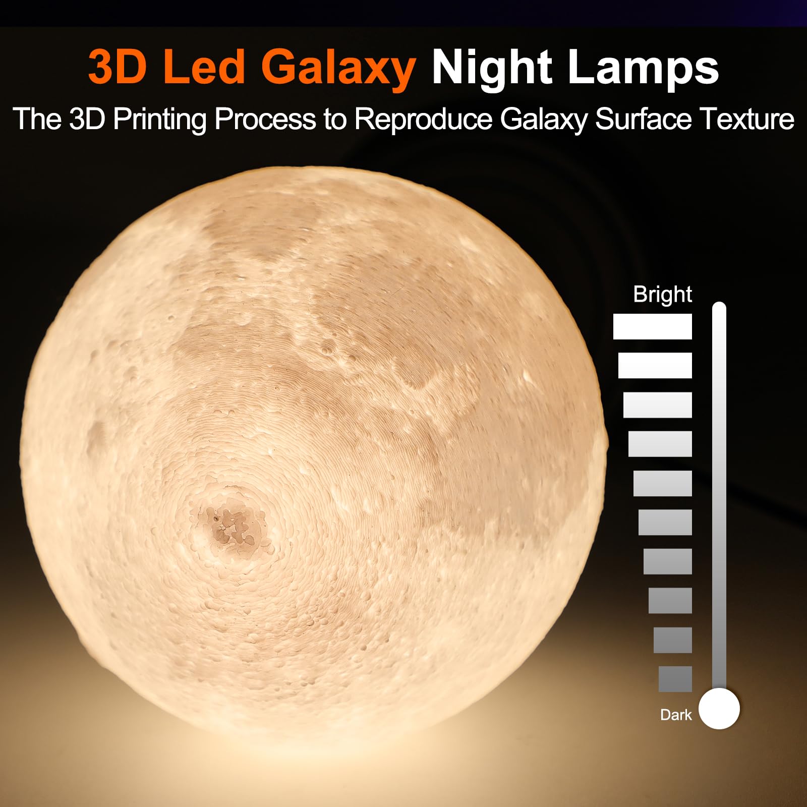Jimimoro Moon Lamp Led Night Light - Dimmable Bedside Lamps Small Modern Bedroom Lamp Led Desk Light With 25 Lighting Modes 3D Printed Realistic Moon Surface - Perfect For Girls Boys Kids Birthday