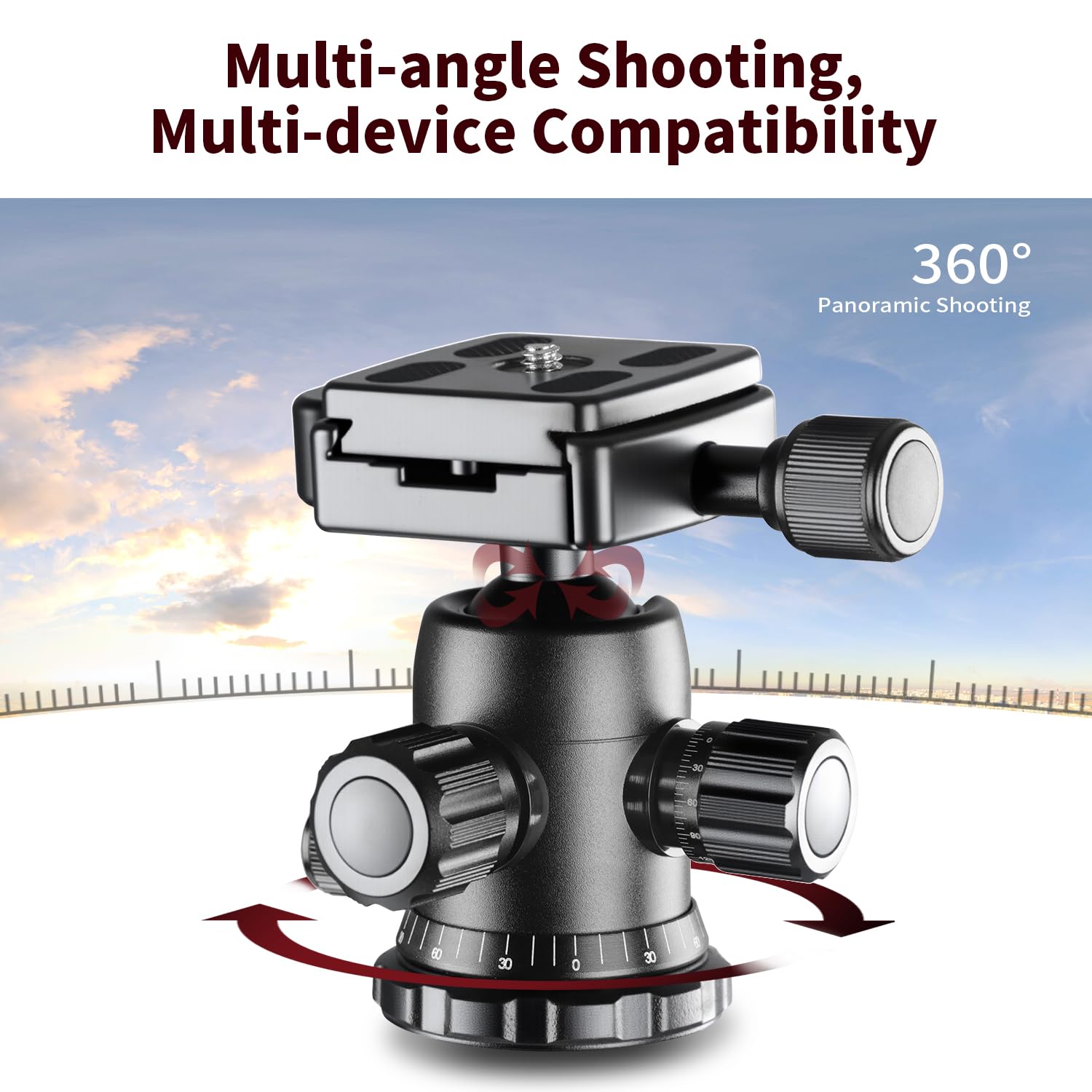 Minicor Tripod For Camera, 63" Aluminum Tripod For Dslr Camera With Ball Head And Quick Release Plate And Bag, Detachable Monopod For Camcorder, Load Up To 8Kg/17.63Lbs,Black