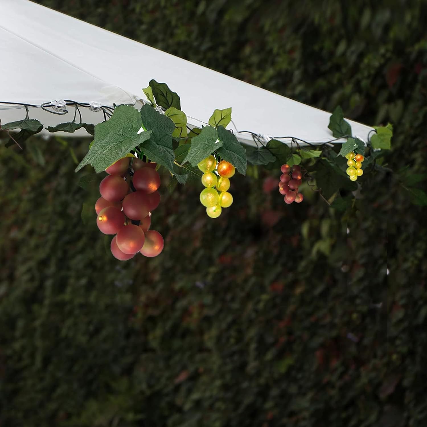 Amzstar Solar Grape String Light Outdoor Waterproof 80Led Grape Vine Hanging Lighting Simulation Fruit Decoration Small Tavern Garden Sunshade Umbrella Wedding Party Light (Purple+Green)
