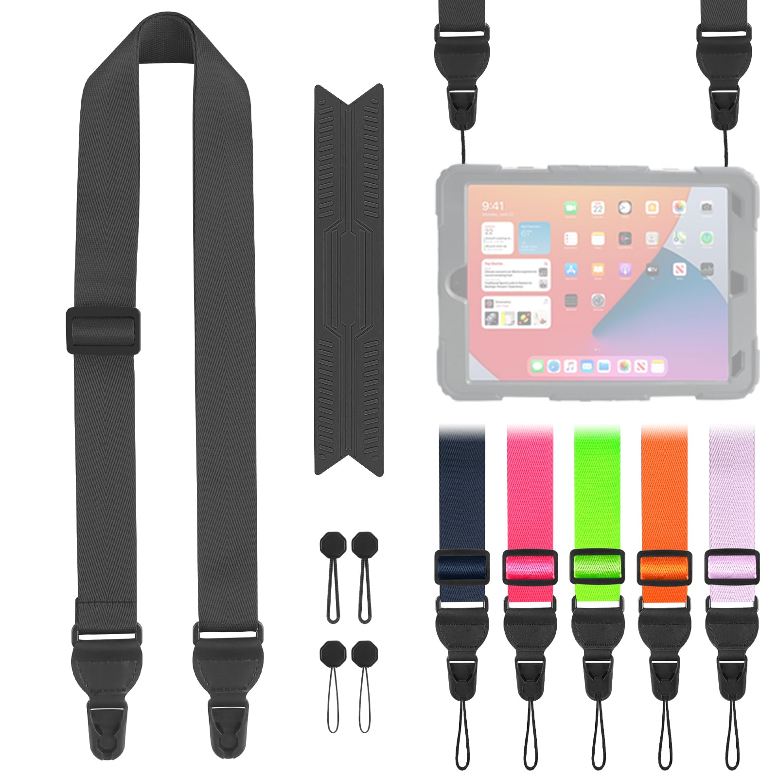 Fieil Adjustable Ipad Strap, Silicone Padded Shoulder Strap, Universal Binoculars Straps, With Quick Release Buckle, Comfort Neck Strap For Ipads, Cameras, Tablet Case, Binoculars (Black)