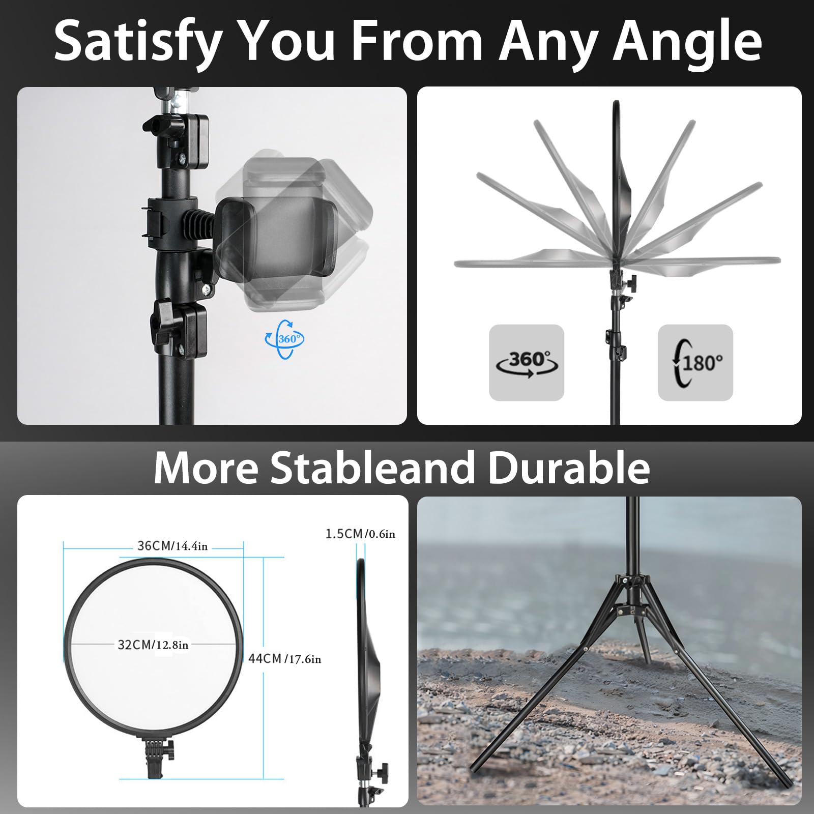 Mactrem 14’’ Large Ring Light With 71" Tripod Stand/Phone Clip,Lcd Display 40W 6000K Full-Screen Selfie Ring Light For Live Stream, Youtube, Tiktok, Video Recording, Makeup,Barber,Tattoo,Photography