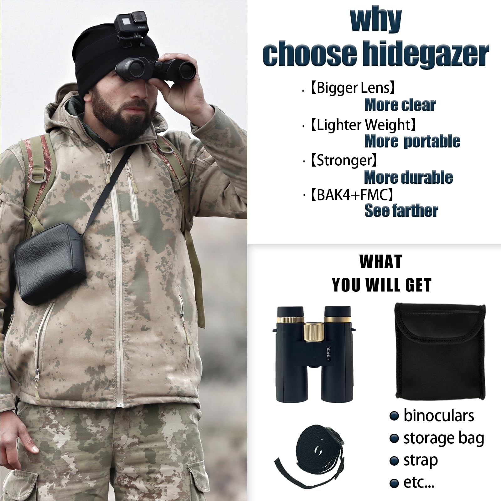 Hidegazer 10X42 Binoculars For Adults High Powered,Clear Large View Binoculars For Bird Watching With Bak4 Prism And Fmc - Low Light Vision Binoculars For Hunting,Travel,Camping,Outdoor Sport (Black)
