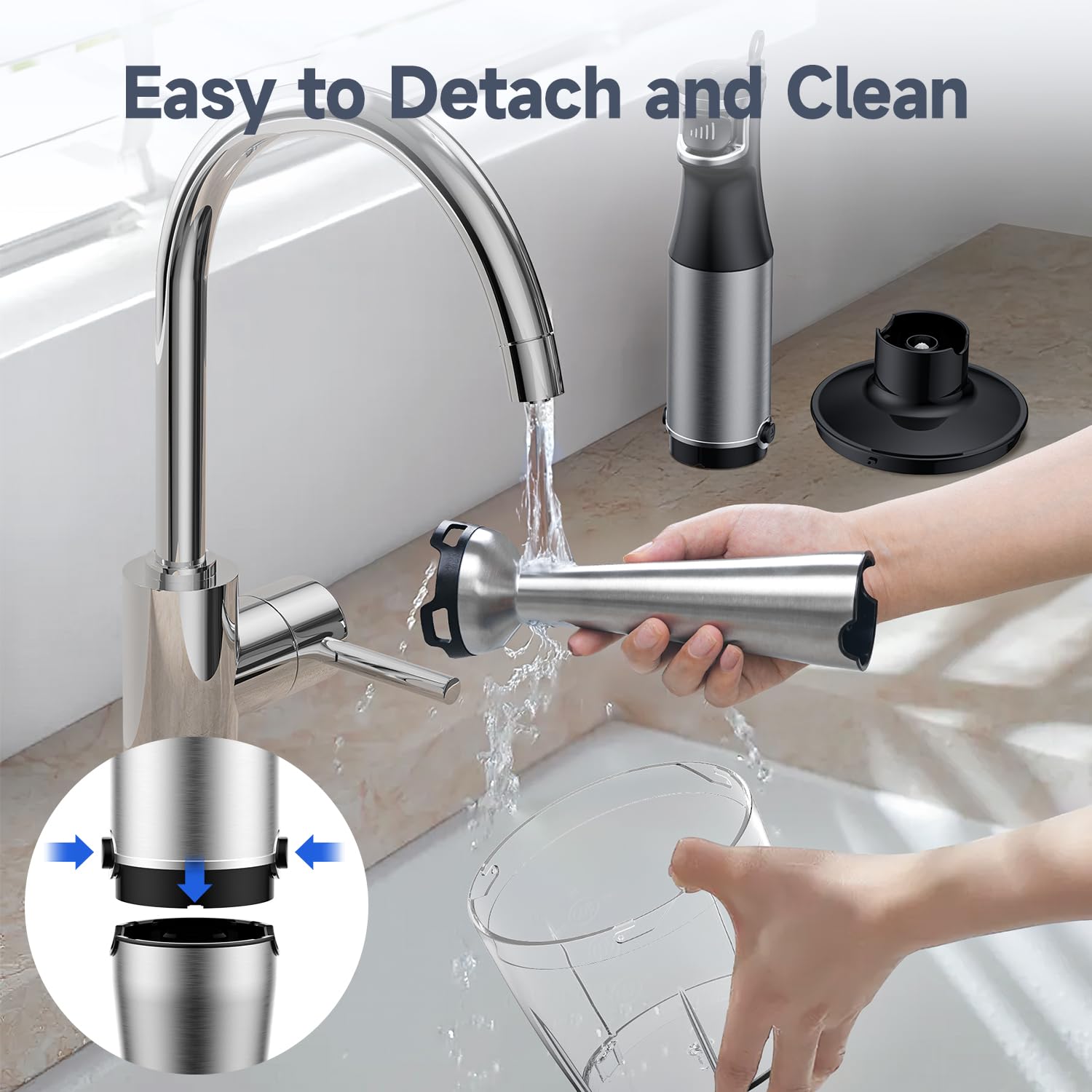 Uniqus Hand Blender 5 In 1 Immersion Trigger Control Grip Stick Mixer With Chopper, Whisk, And Frother For Kitchen Blend With Ease And Convenience