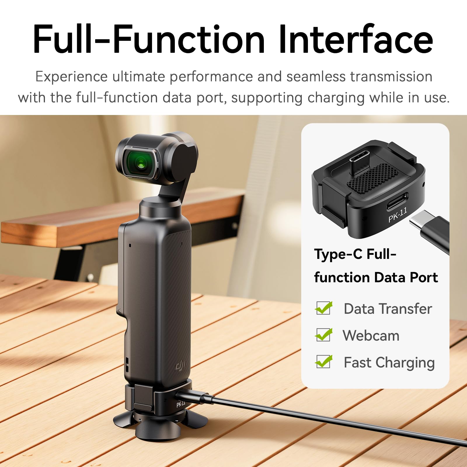 Ulanzi Pocket 3 Mini Tripod Kit For Dji Osmo Pocket 3 Accessories W Quick Release, Type-C Full-Function Port Charging Adapter Base For Dji Osmo Pocket 3 With 1/4 Screw Hole(Pk-08 & Pk-11)