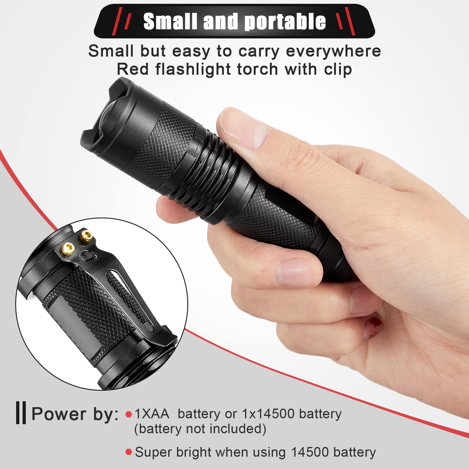 Yahenda 20 Pcs Red Flashlights Bulk Single Mode Red Led Flashlight Aa Battery Powered Dimmable Mini Torch Light Small Powerful Red Light Flashlight For Night Astronomy Stargazing Hunting, Animal Safe