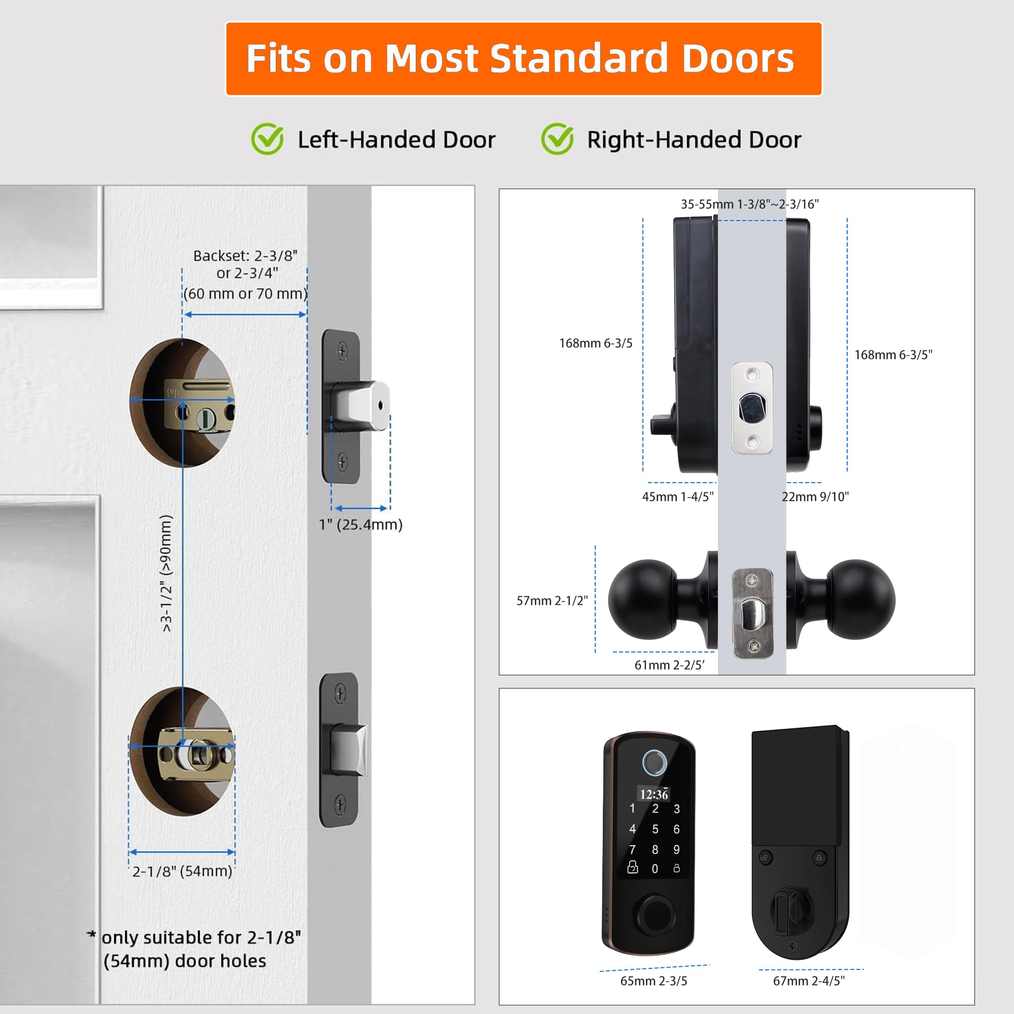 Bebasia Smart Door Lock, Biometric Fingerprint, 300+ Users, Oled Display & Voice Guide, Keyless Entry, Front Door Lock Set, Electronic Keypad Deadbolt, Aged Bronze