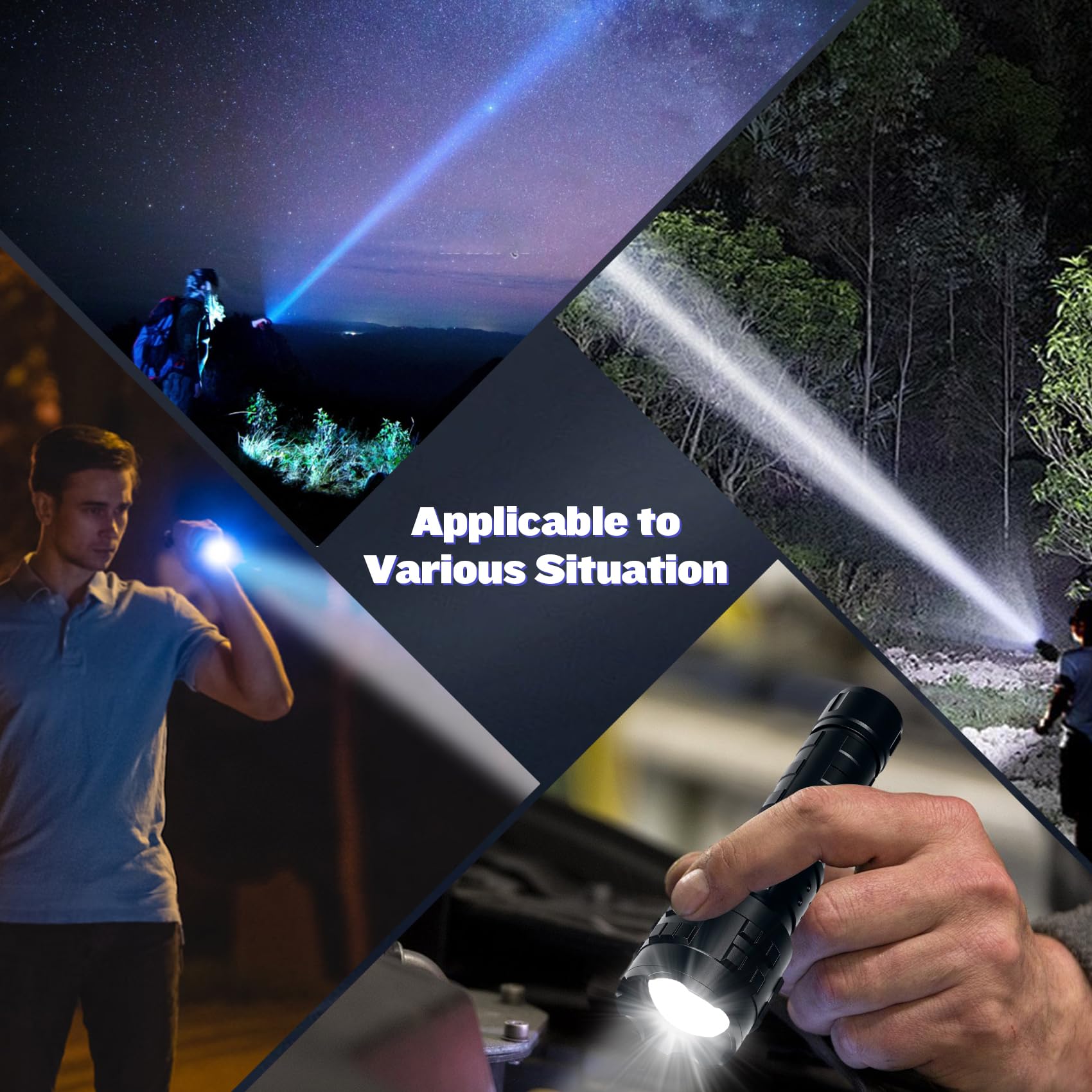 Hm Flashlights High Lumens Rechargeable, 1000000 Lumens Hight Lumens Super Bright Handheld Led Flash Light,Powerful Emergency Linternas, Waterproof, Long Lasting, For Hiking Camping