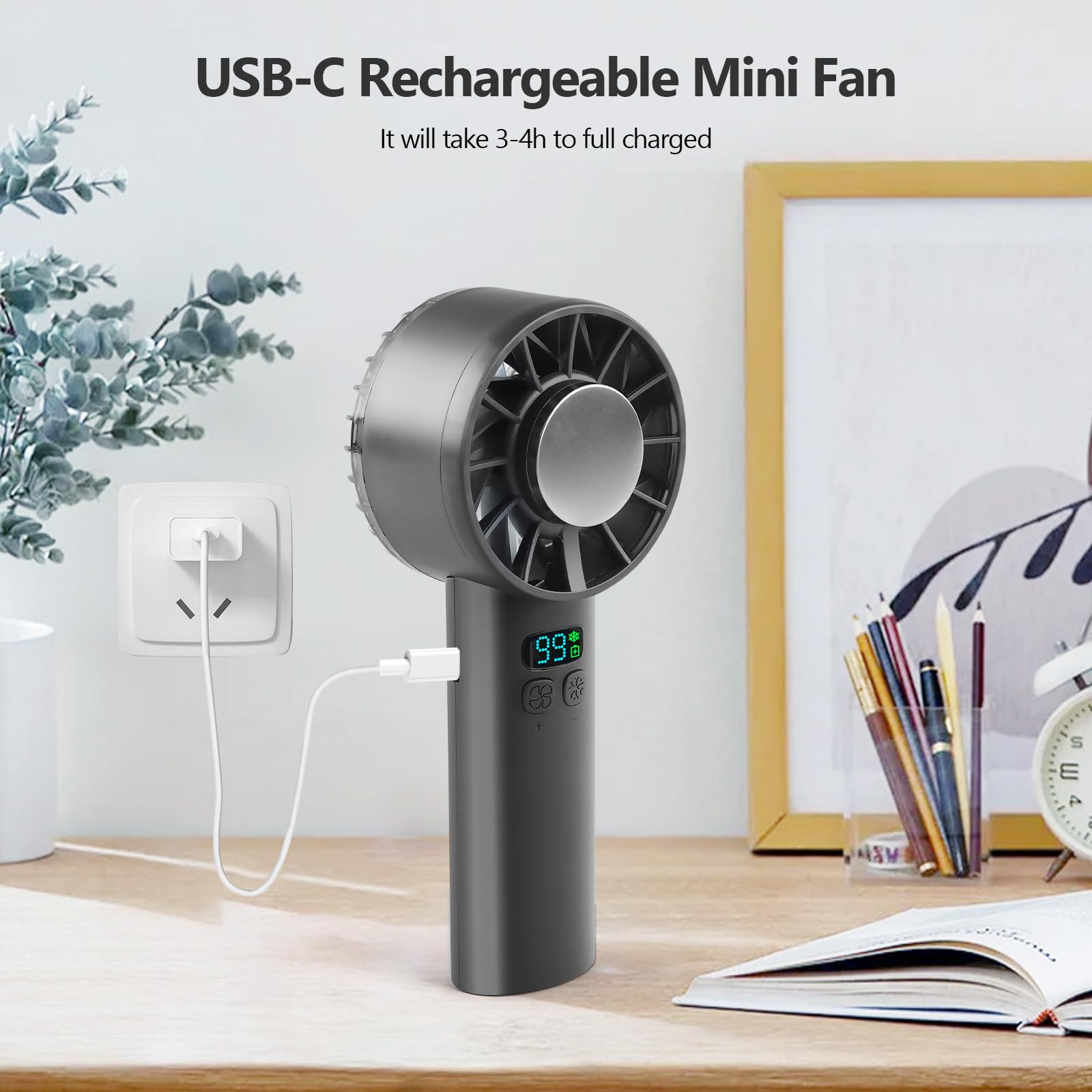 Gudoqi Portable Handheld Fan, 5200Mah Rechargeable Quiet Personal Turbo Fan Blows Cold Air