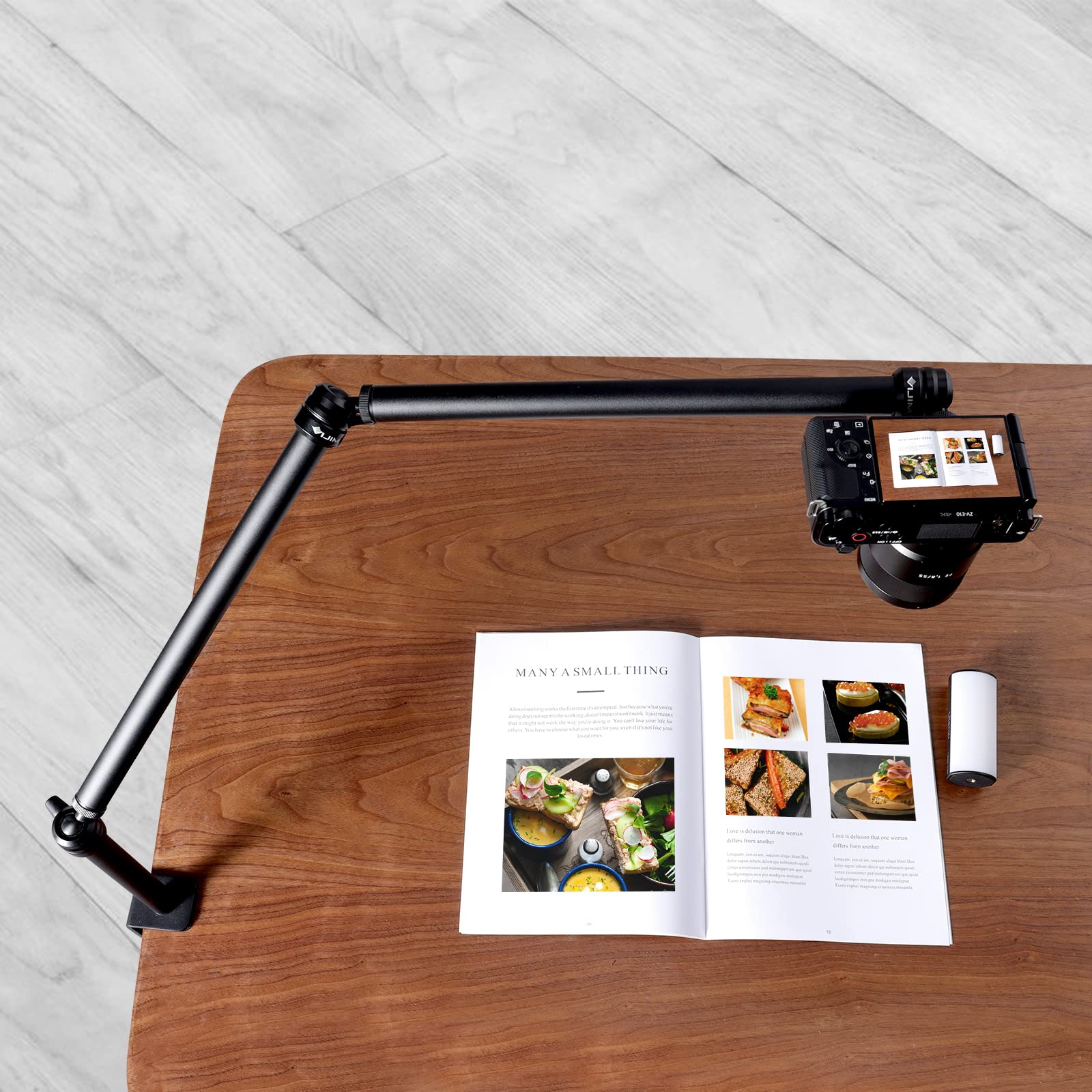 Pictron Vijim Ls08 Flexible Overhead Camera Mount Desk Stand, Webcam Stand Microphone Boom Arm Tabletop Photography Videography Live Stream Table Clamp Mount