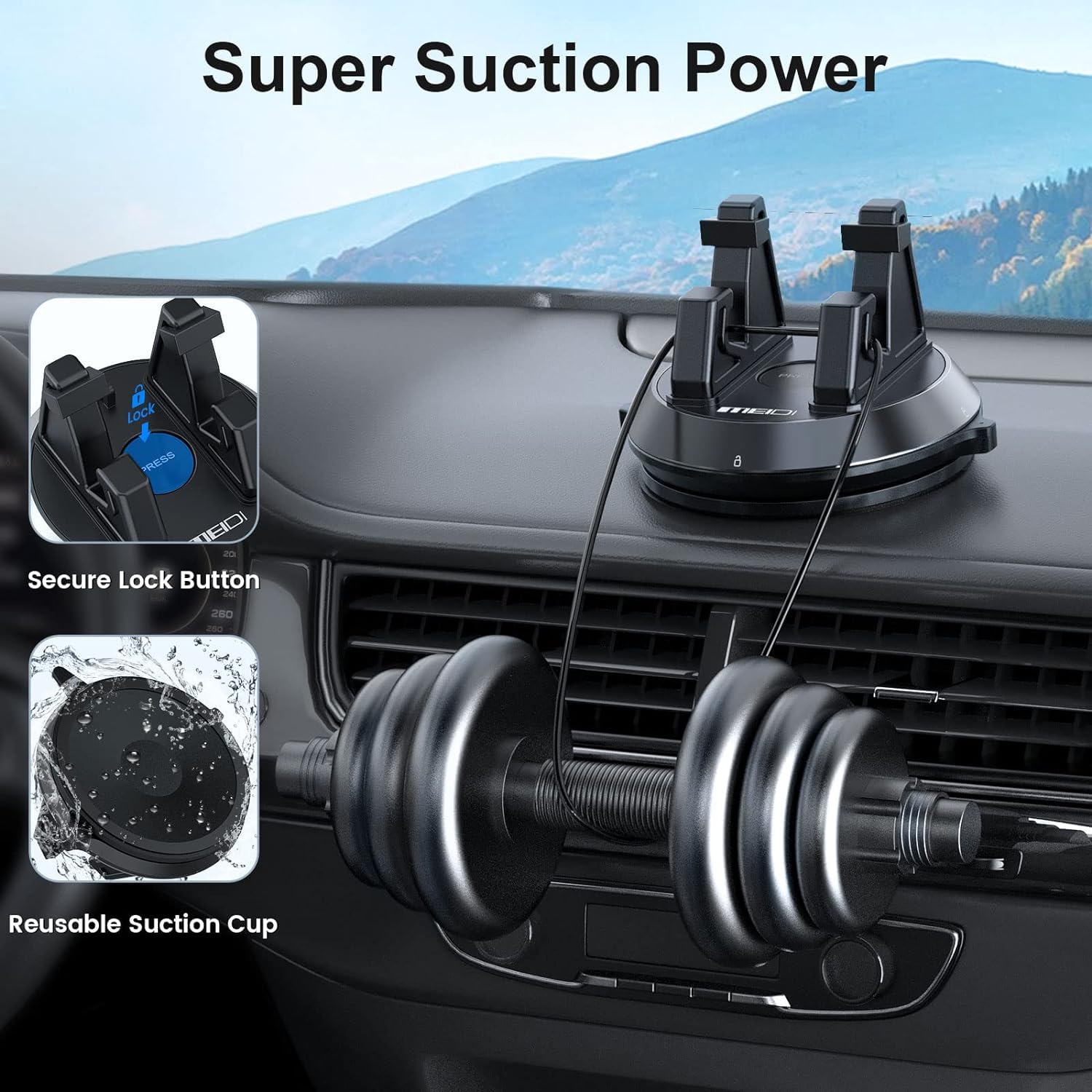 Meidi Dashboard Phone Holder, Car Phone Holder Mount, Removable Car Cell Phone Cradle, 360°Rotatable Car Mat Compatible With Iphone,Samsung,Android Smartphones