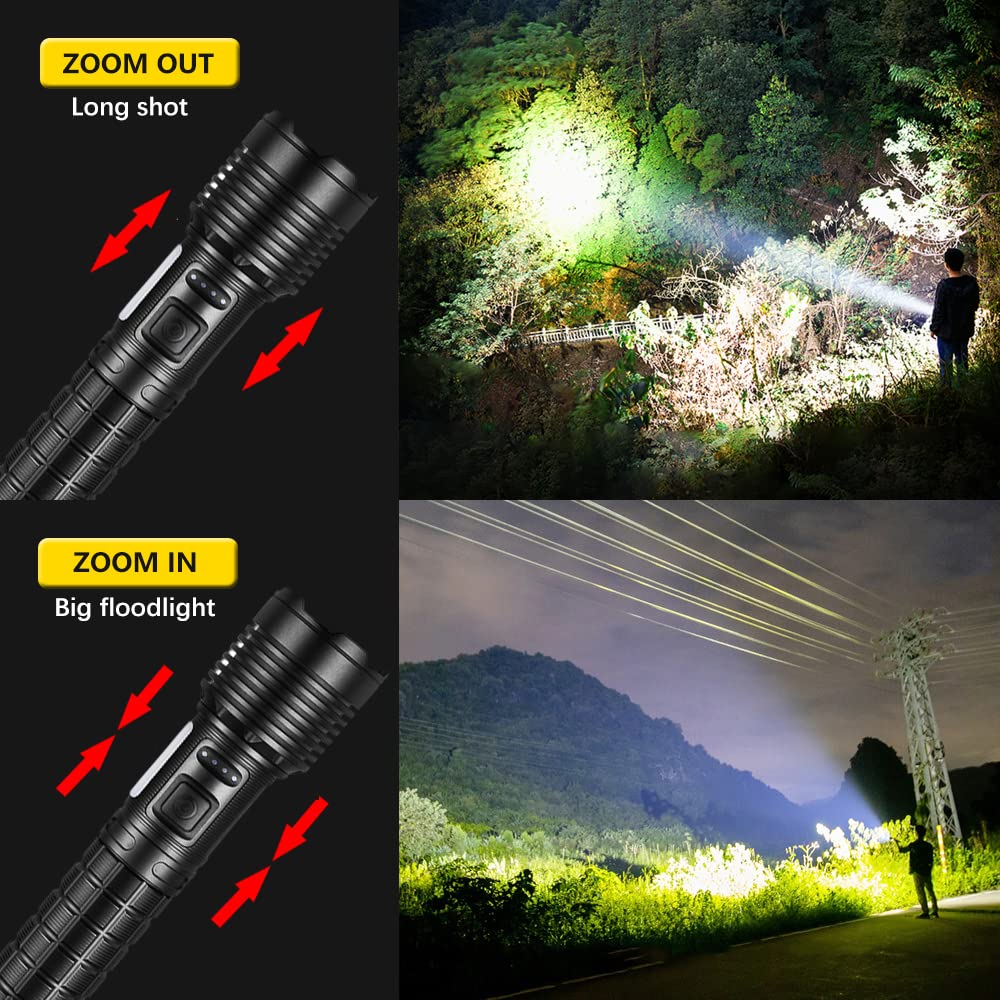 Punlim Rechargeable Flashlights High Lumens, Bright 7 Modes With Cob Sidelight Led Flashlight For Home, Emergencies, High Powered Flashlight (2 Pack)